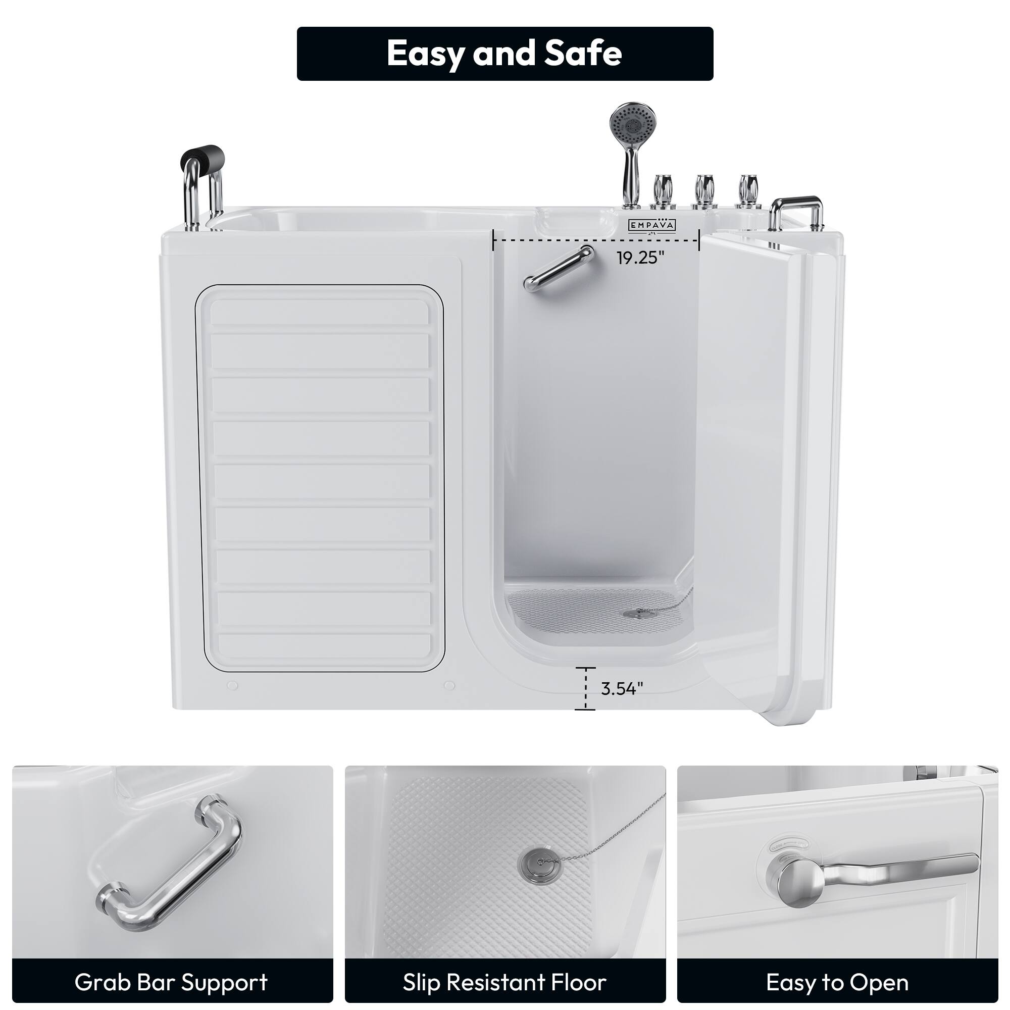 Easy and Safe EAPAVA 19.25" 3.54" Grab Bar Support Slip Resistant Floor Easy to Open