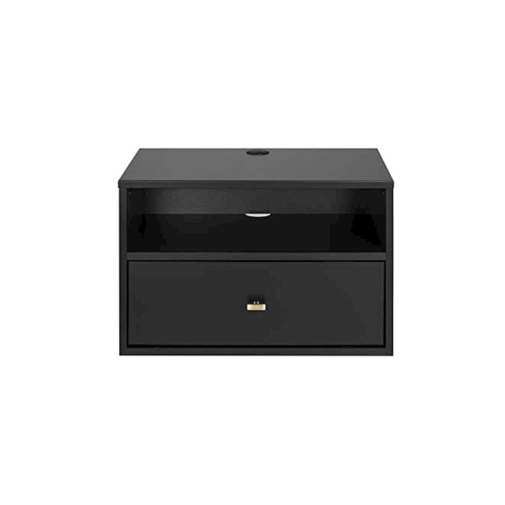 Angle. Prepac - Hanging Nightstands, Set of 2, Black - Black.
