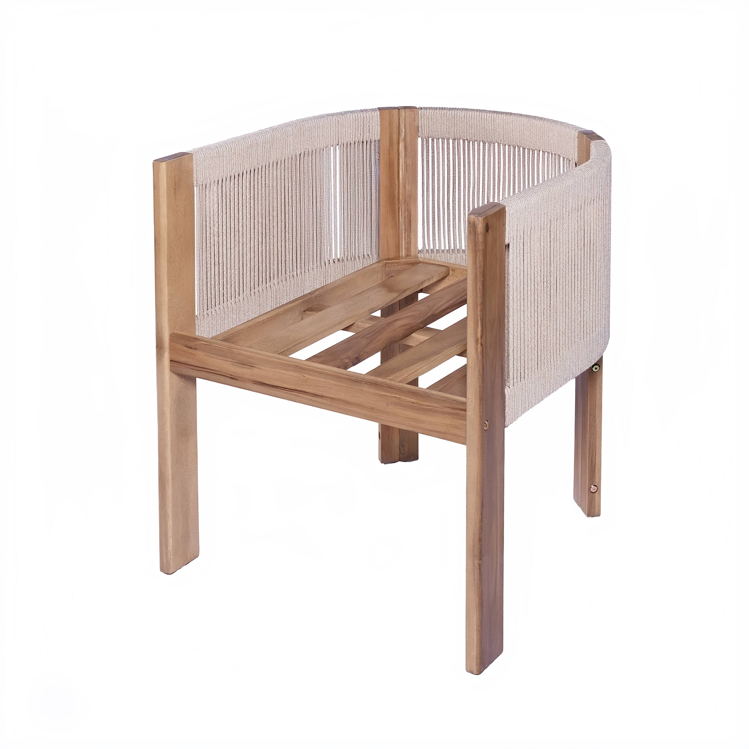 Alt View 4. Mondawe - Set of 2 Outdoor Wood Dining Chair with Cushion - Teak+ Beige.