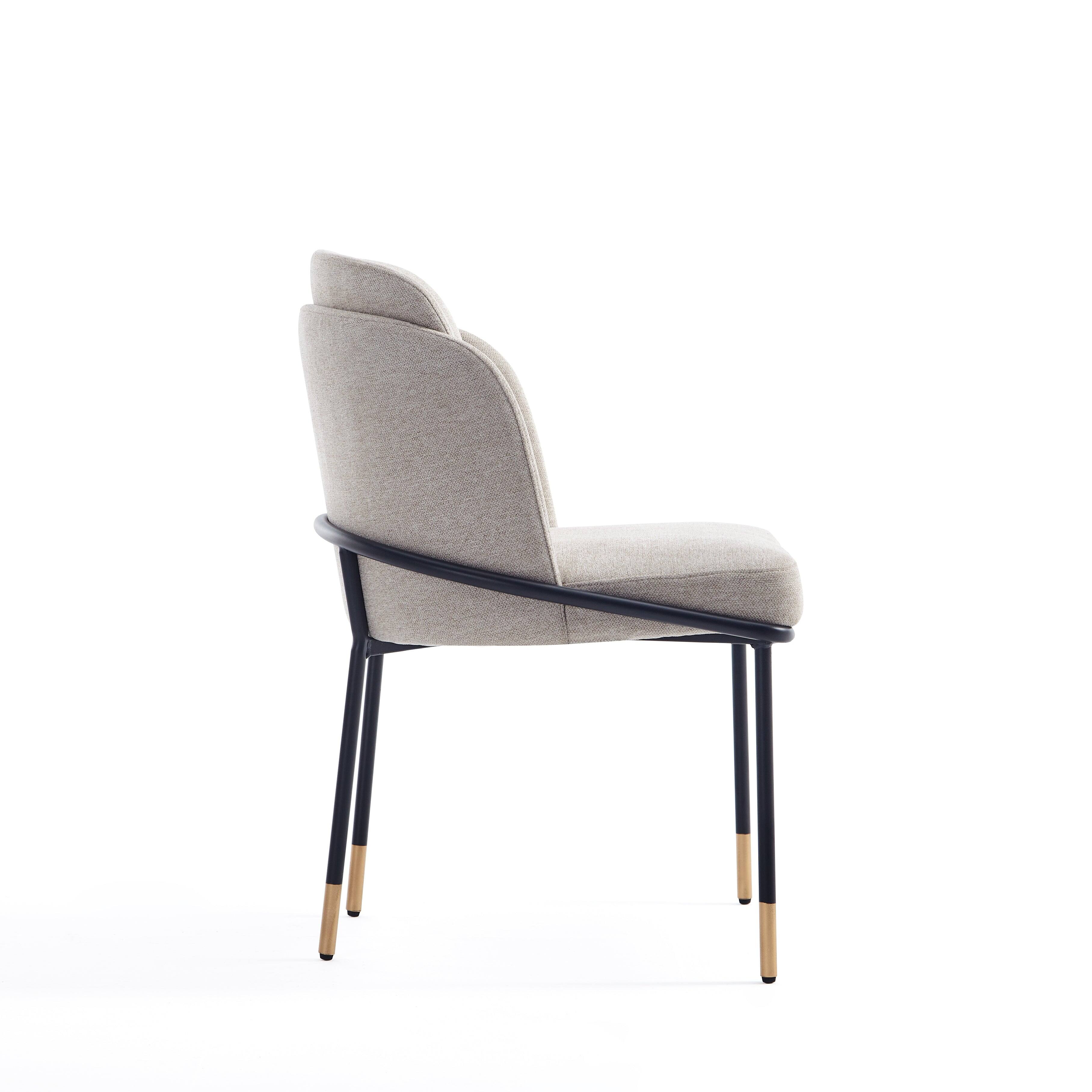 Alt View 1. Manhattan Comfort - Flor Modern Metal Twill Weave Dining Chair - Wheat.
