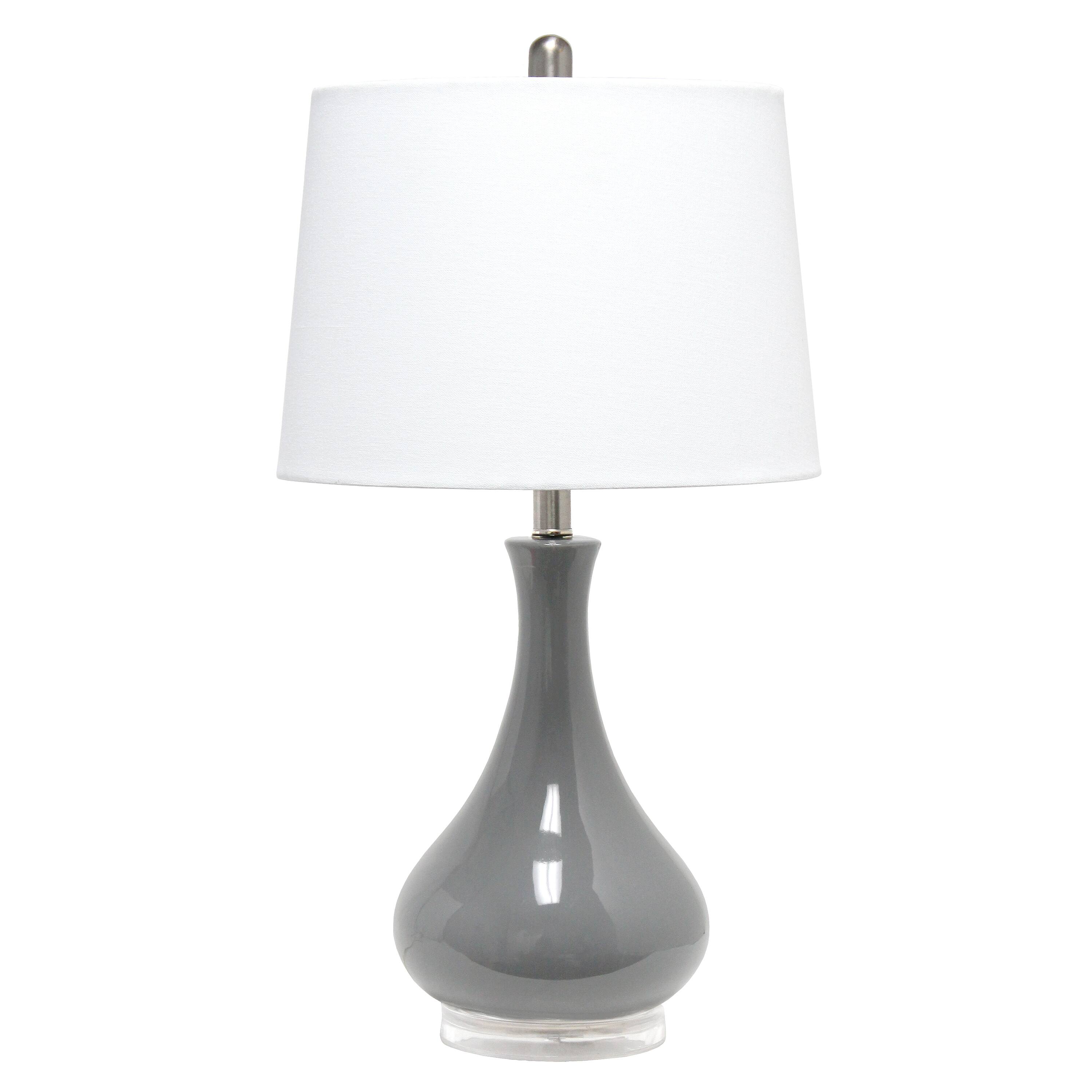 Front. Lalia Home - Droplet Table Lamp with Fabric Shade - Gray.