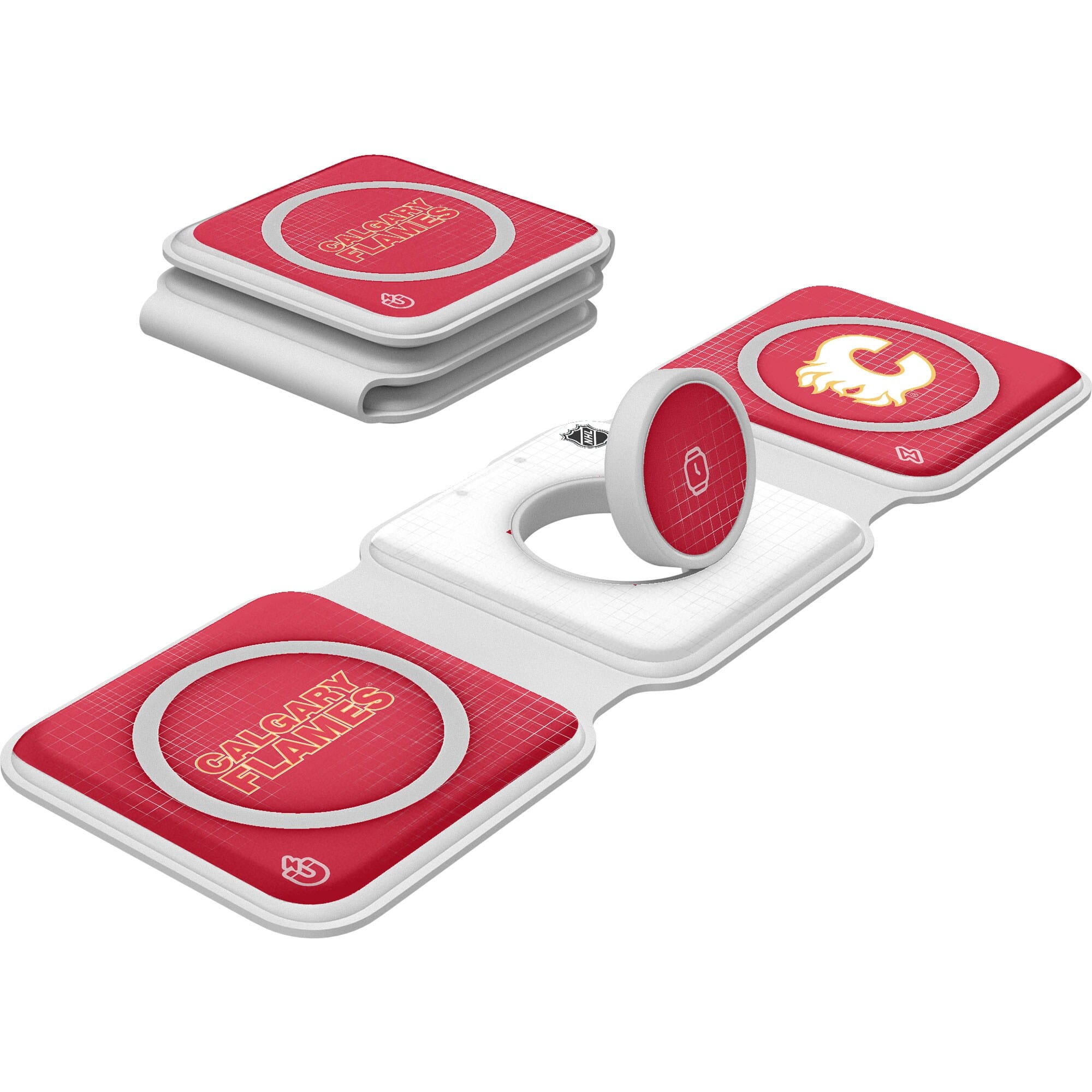 Keyscaper - Calgary Flames 3-in-1 Foldable Charger - White