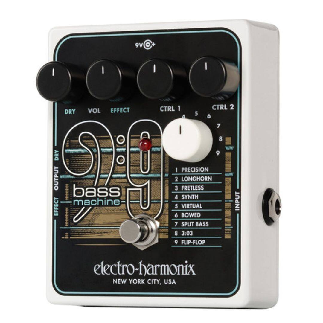 9V I CTRL 1 CTRL 2 DRY VOL EFFECT 5 A 6 7 I 8 DRY 9 EFFECT OUTPUT C bass machine 4 6 3 5 2 1 SYNTH BOWED VIRTUAL LONGHORN FRETLESS PRECISION INPUT 7 SPLIT BASS 8 3:03 9 FLIP-FLOP electro-harmonix NEW YORK CITY, USA