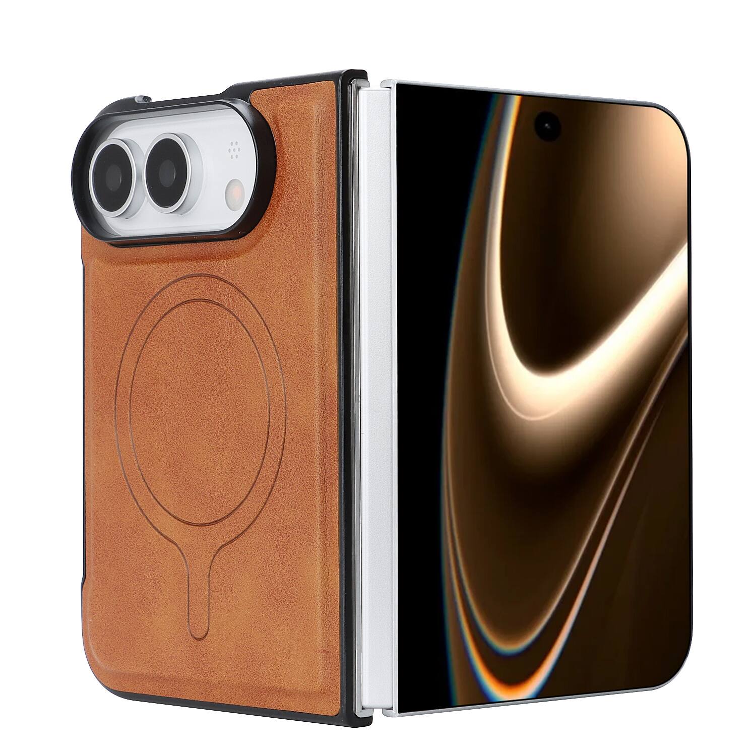 Alt View 9. UUCOVER - Magnetic Detachable Wallet Case For Apple iPhone Duo with Card Slots, Kickstand, Compatible with MagSafe Slim Back Cover - Brown.