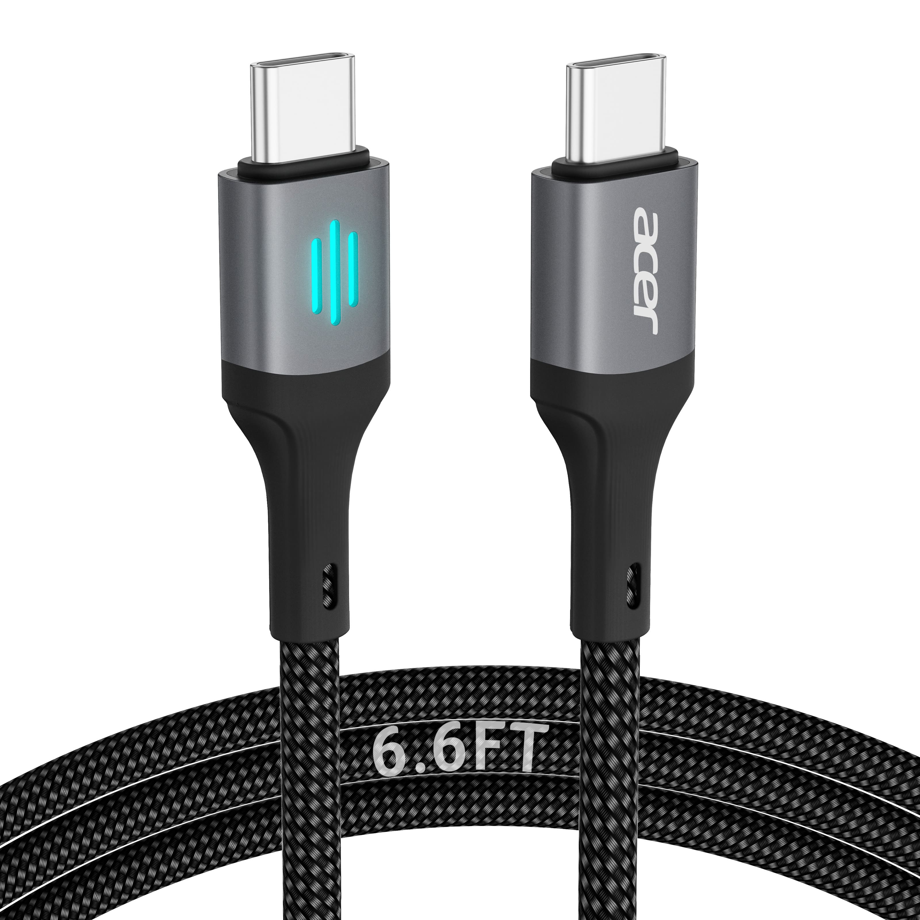 Acer - USB C to USB C Cable, Type-C 60W Fast Charging Cable (6 FT) for iPhone 17 Series, iPadmini 6 and More - Black
