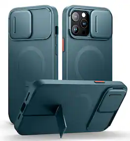 SURITCH - Case for iPhone 13 Pro Max/12 Pro Max with Camera Cover, Compatible with MagSafe, Shockproof Bumper Slim Cover - Lake Green