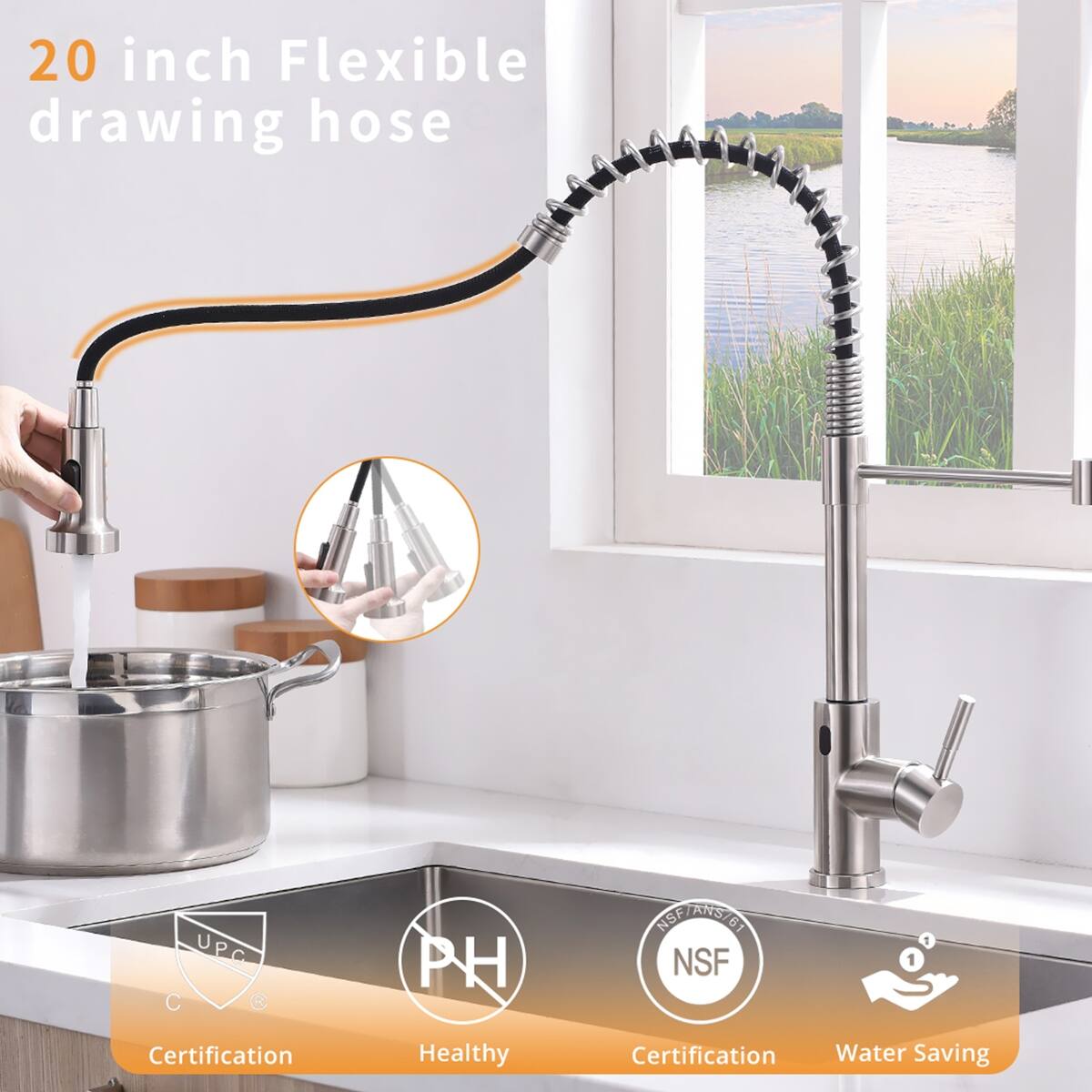 20 inch Flexible drawing hose

UPC C
PH
HERRANSIBT NSF
1
Certification
Healthy
Certification Water Saving
