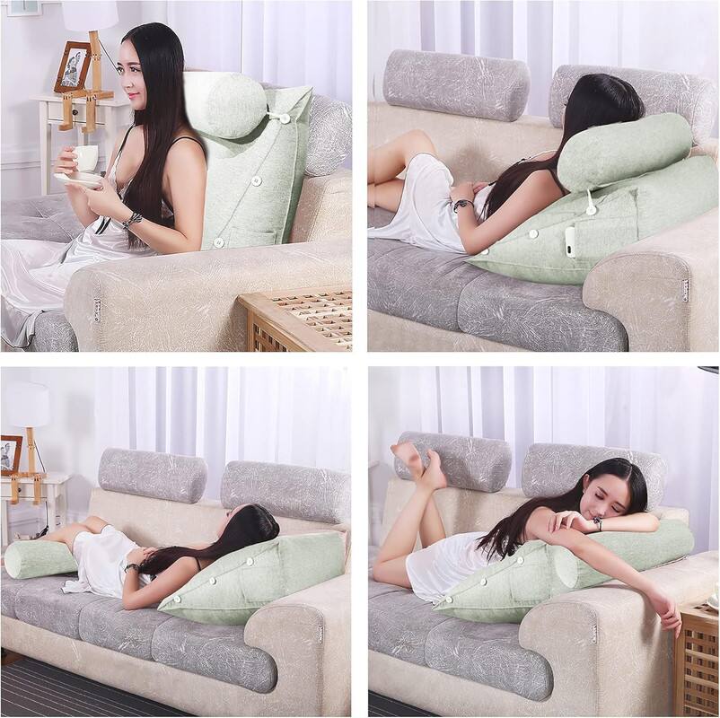 Alt View 2. wowmax - Reading Pillow for Adults - Lumbar Support Cushion for Bed & Sofa (White Polyester) - White.