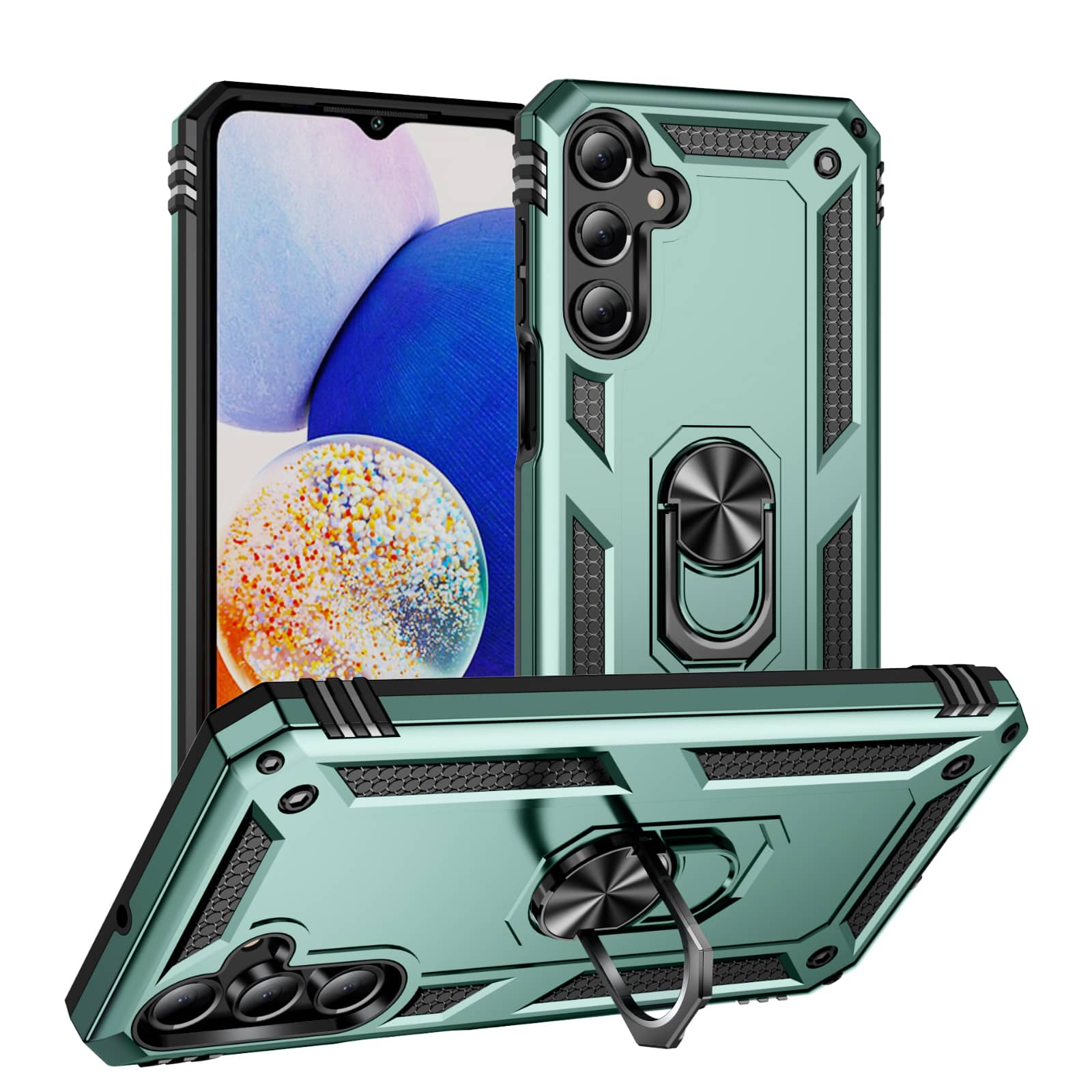 Dteck - Heavy Duty Ring Stand Cover for Samsung Galaxy A16 5G, Shockproof Armor Dual Layer PC TPU Phone Case - Darkgreen price history on PriceWatchPro