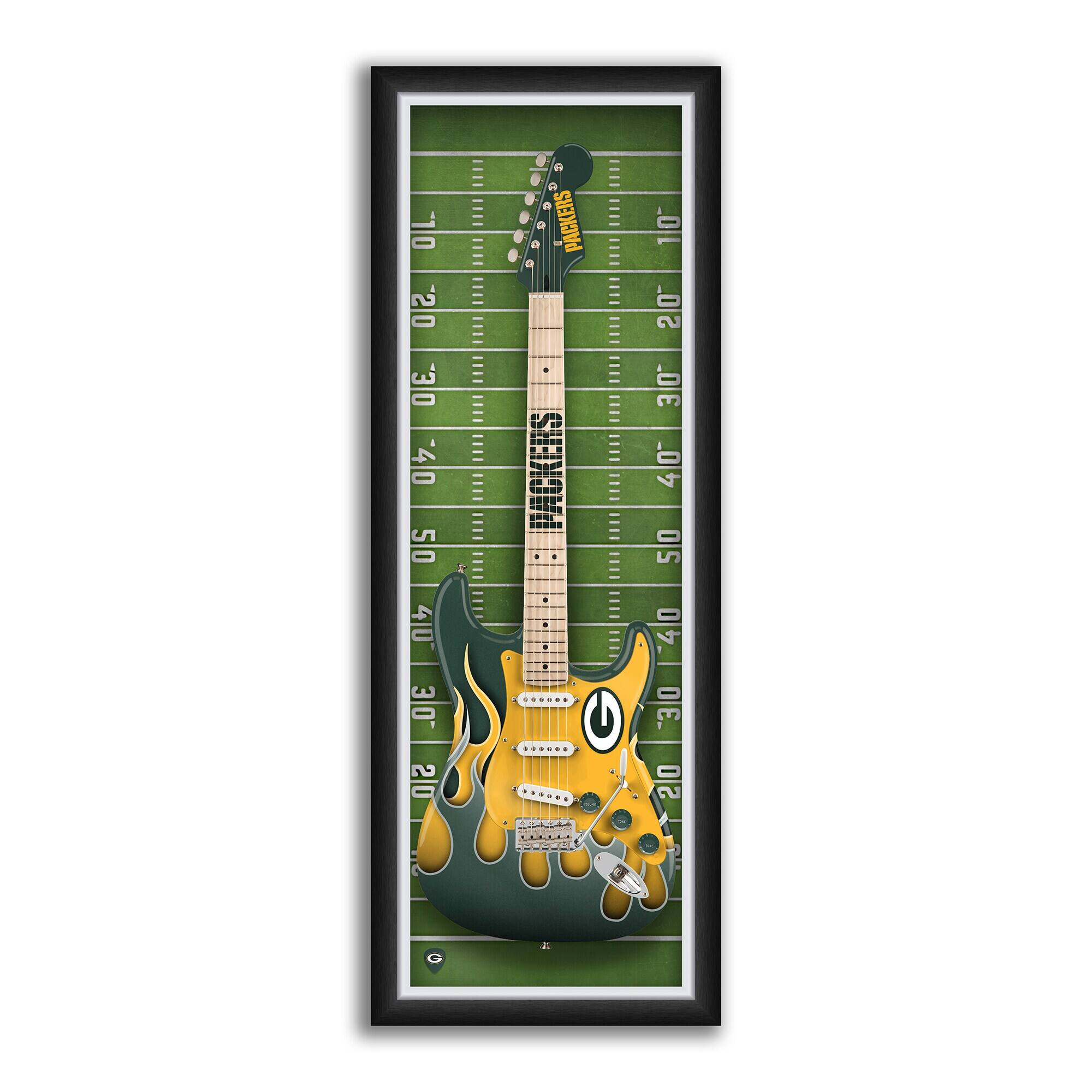 Green Bay Packers 14" x 37" Framed Electric Guitar Print