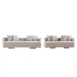 Manhattan Comfort - Verandah Mid-Century Modern 2-Piece Sofa Set - Beige