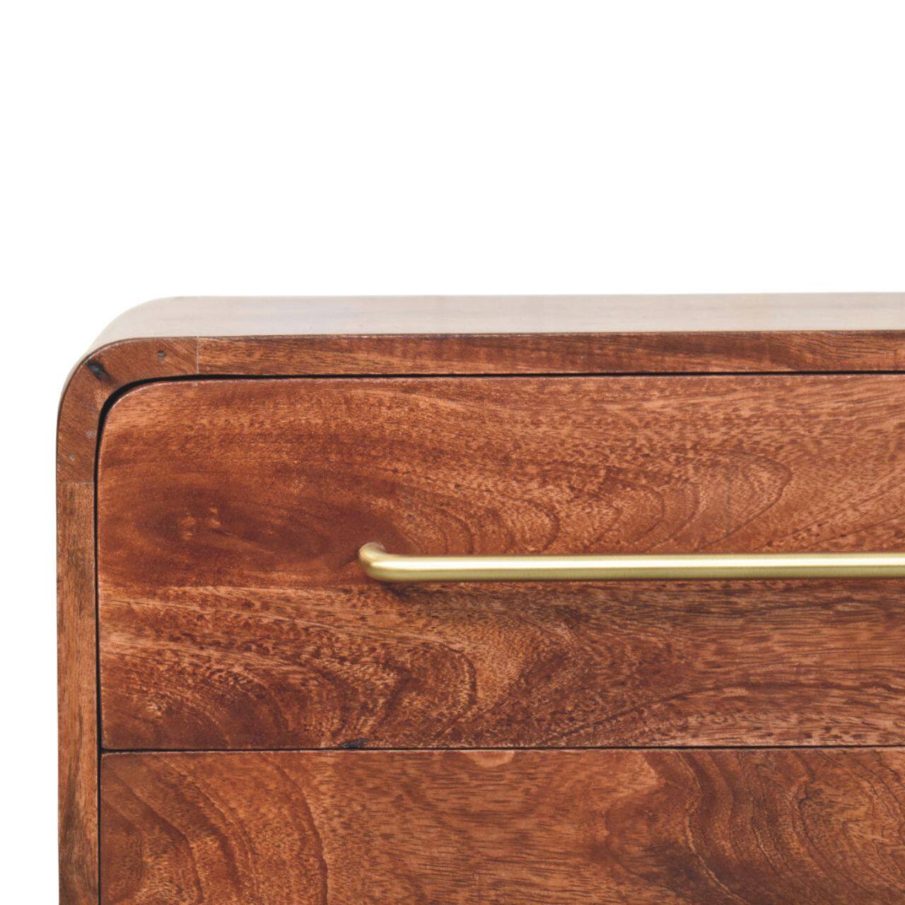 Left. Artisan Furniture - Artisan Furniture Solid Wood 3-Drawer Rounded Chest, Brown - Brown.
