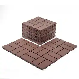 Mondawe - 44 packs Plastic interlocking decking tiles(12 in x 12in) - Brown