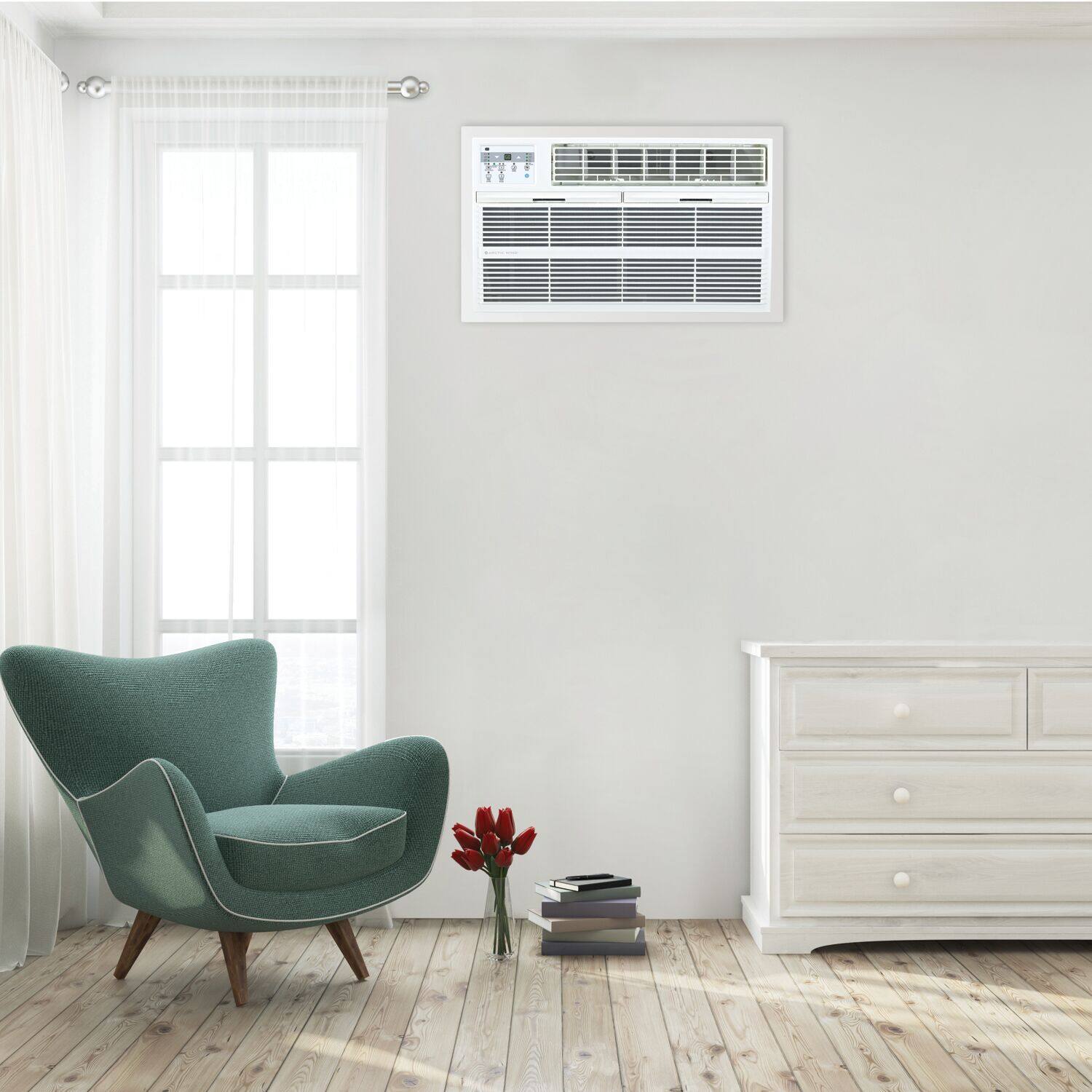 Alt View 4. Arctic Wind - 8,300 BTU 350 Sq. Ft In Wall Air Conditioner with Remote Control - White.