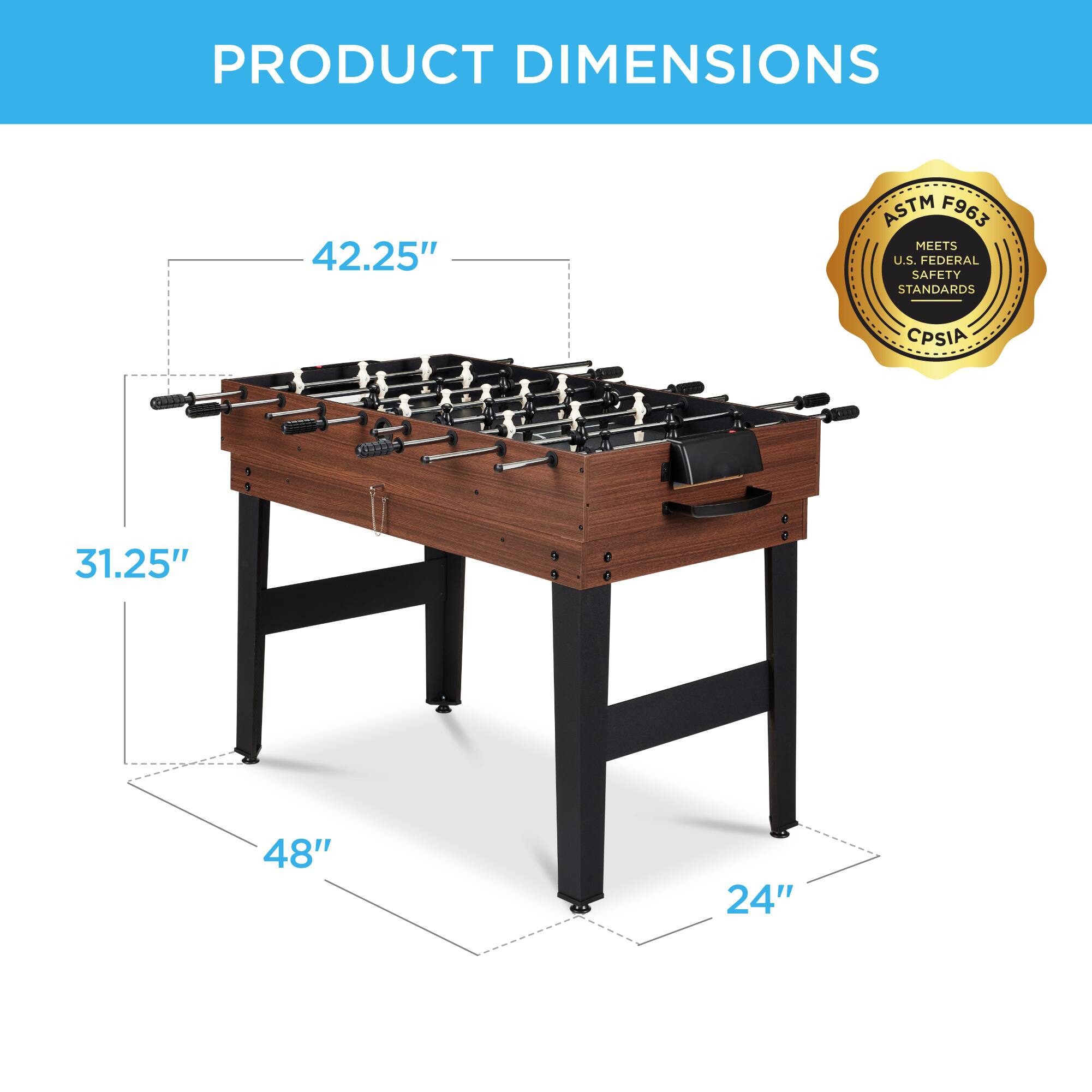PRODUCT DIMENSIONS

42.25" x 31.25" x 48" x 24"

ASTM F963 MEETS U.S. FEDERAL SAFETY STANDARDS CPSIA