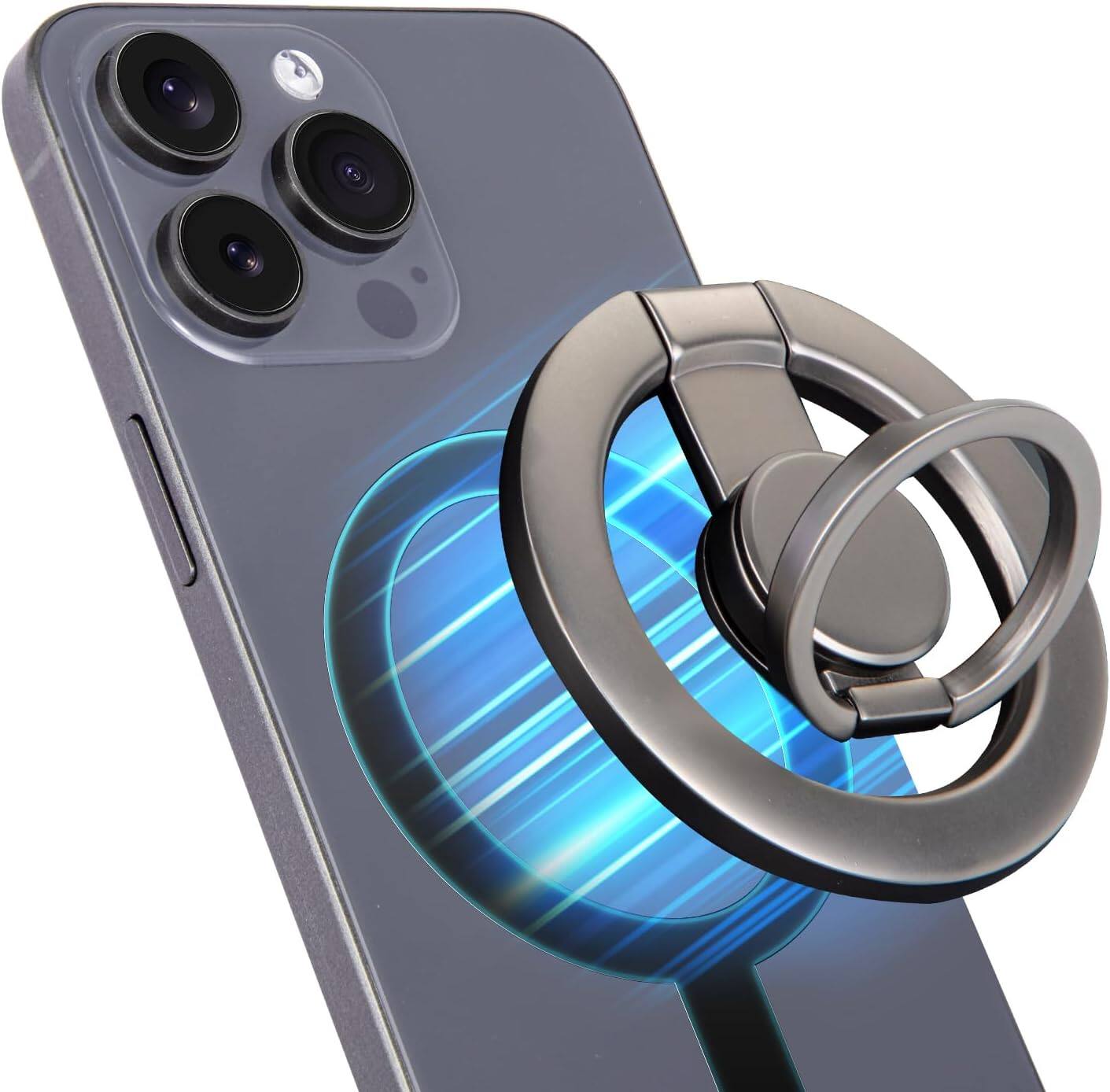 Front. PARKER SLATER - Magnetic Phone Ring Holder with Metal Ring Sticker - Black - Black.