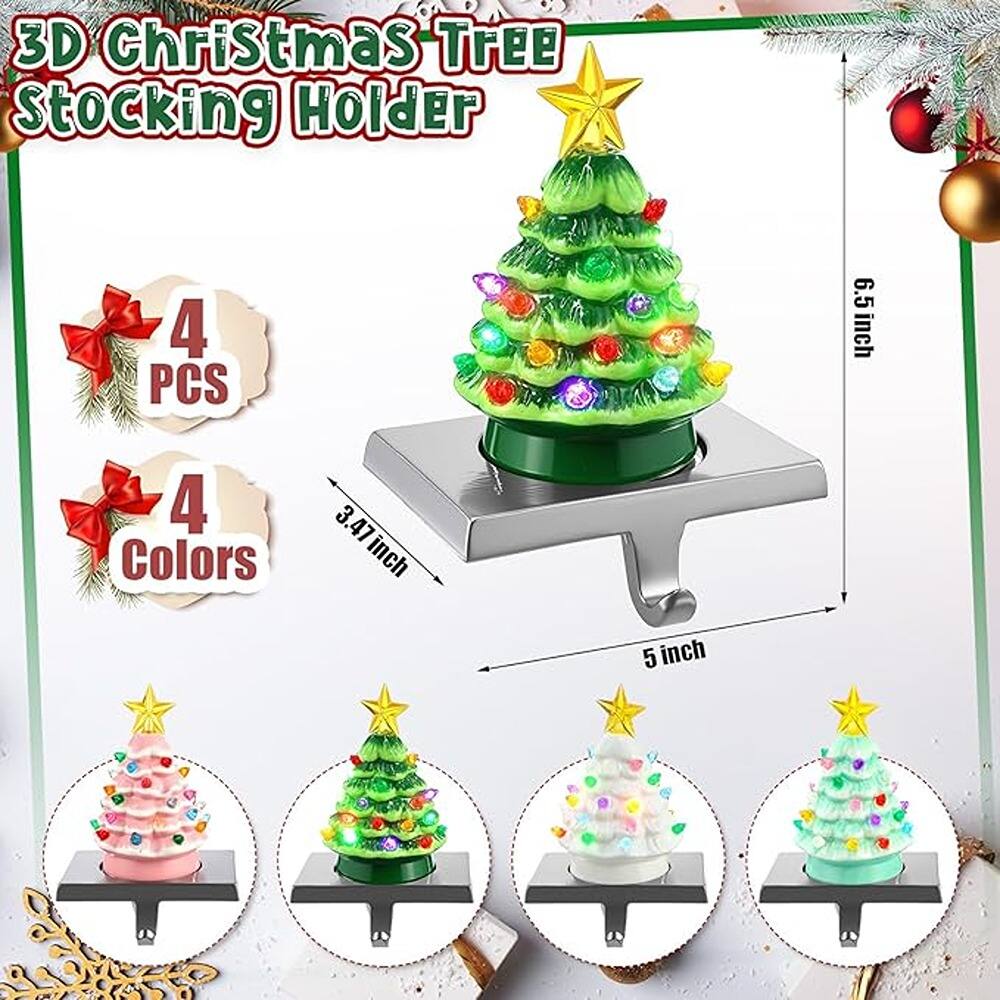 3D Christmas Tree Stocking Holder

- 4 PCS
- 4 Colors

Dimensions:
- Height: 6.5 inch
- Width: 3.47 inch
- Depth: 5 inch