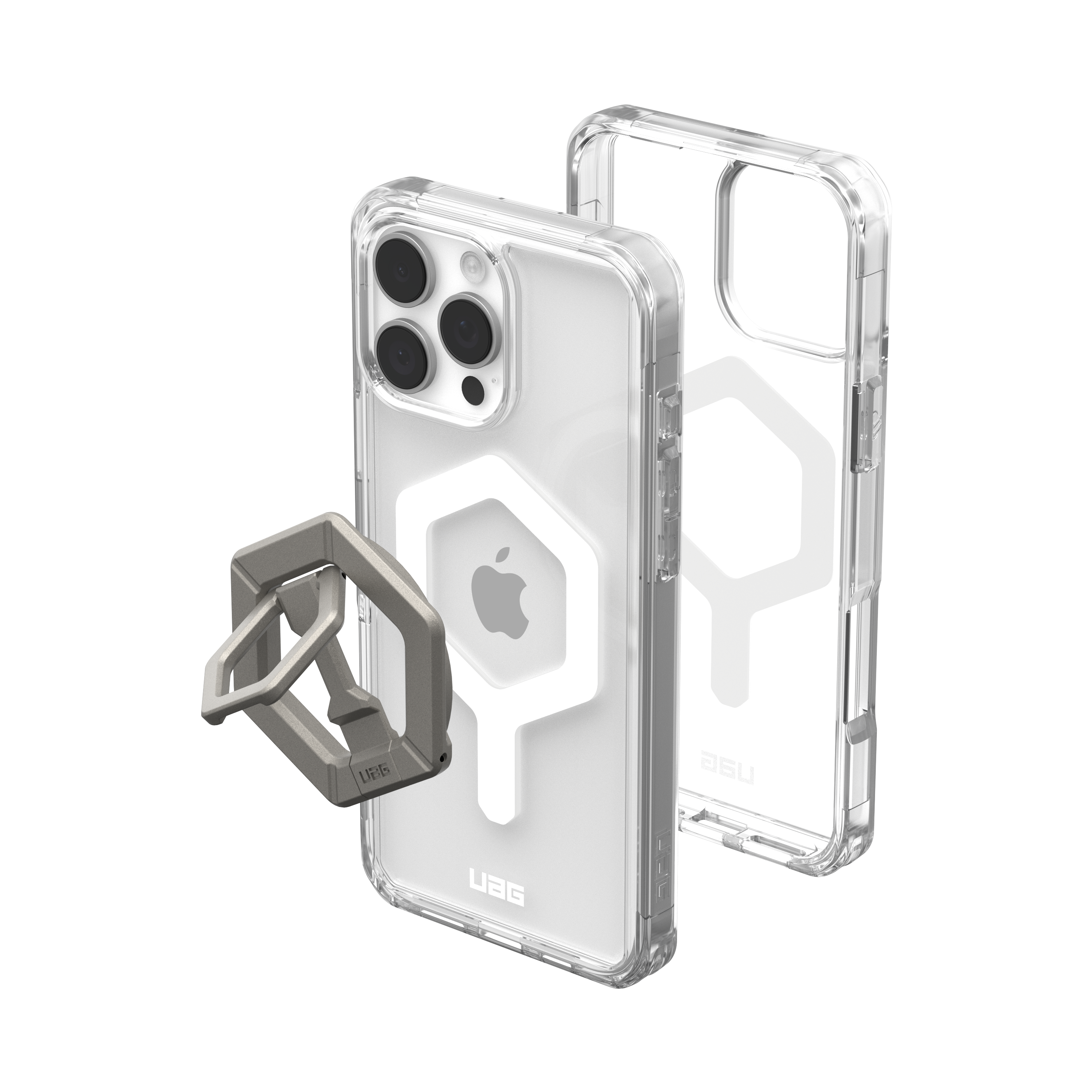 Alt View 2. UAG - Bundle: Plyo Series MagSafe Case and Ring Stand for iPhone 16 Pro Max - Ice White/Titanium.