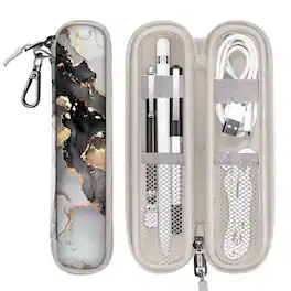 Stock Preferred - Pen Holder Case for Apple Pencil Pro/Apple Pencil 1st / 2nd Zipper Carrying Bag - Cloudy Marble