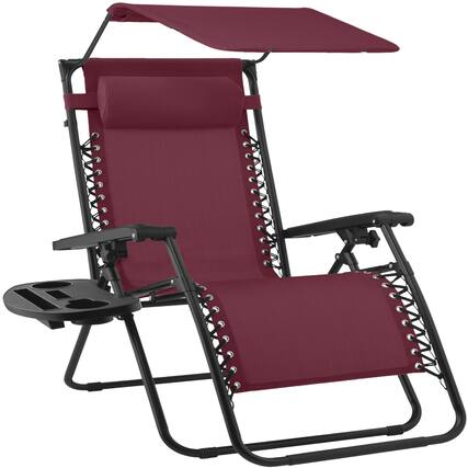 Front. Best Choice Products - Best Choice Products 30" Extra Wide Folding Zero Gravity Patio Lounge Chair w/Adjustable Canopy Shade - Burgundy - Burgundy.