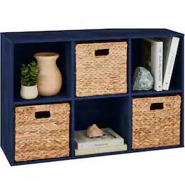 Best Choice Products - 6-Cube Bookshelf, 11in Display Storage System, Organizer w/ Removable Back Panels - Navy