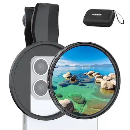 Front. Neewer - 67mm Clip-On CPL Filter Kit for iPhone, Polarizer, FL-B23 - Black.