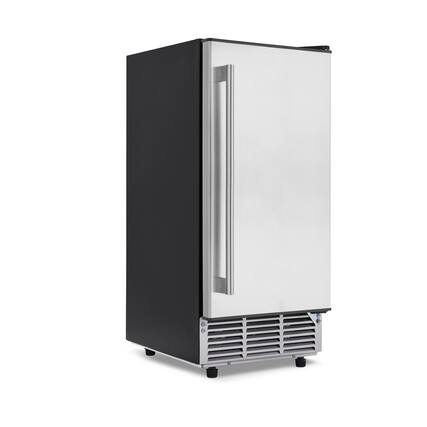 Front. NewAir - 15" 80-Lb. Built-In Clear Ice Maker with Fingerprint Resistant Door - Stainless Steel.