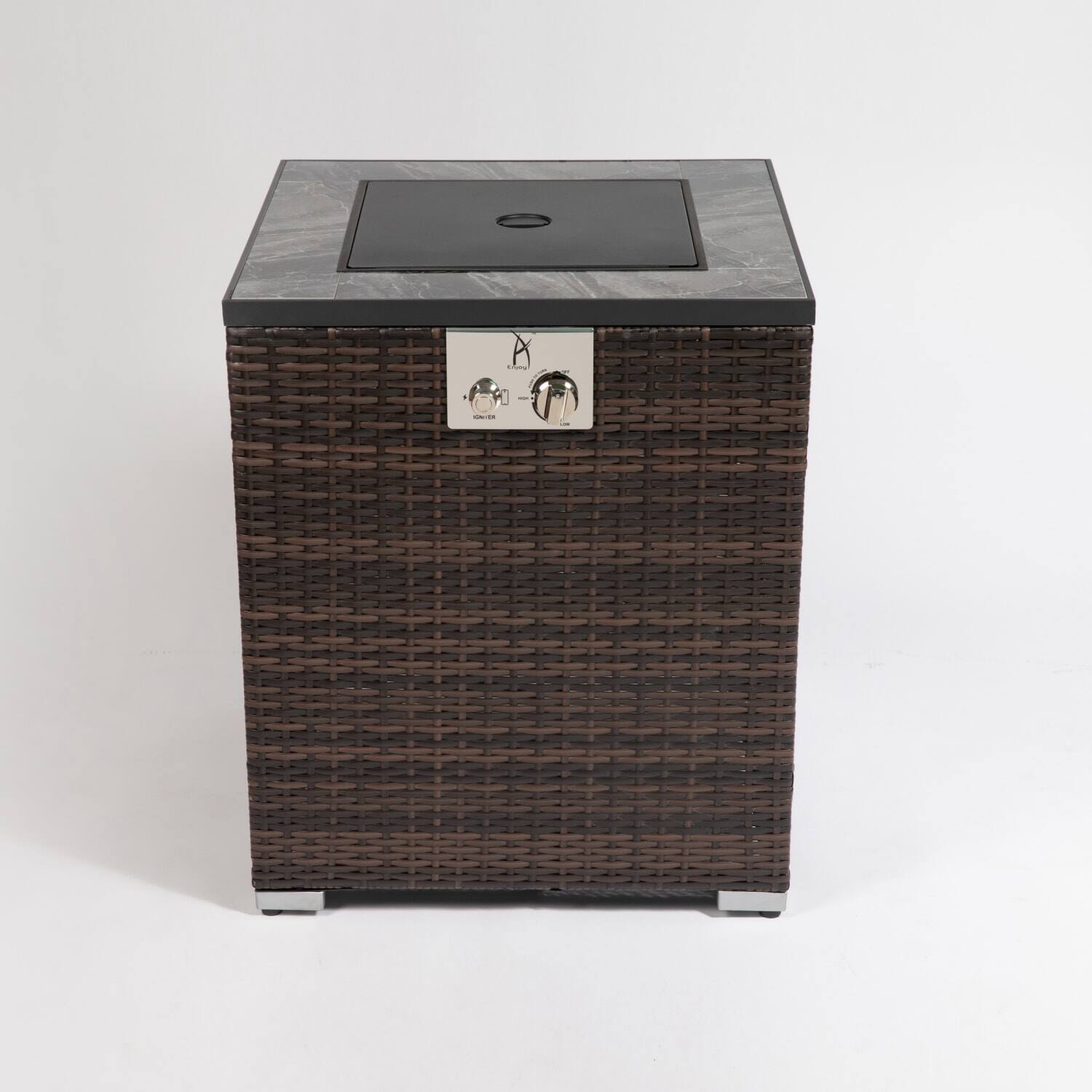 Lirago - 28.7"H x 23.6"W Square Propane Fire Pit Table 50000 BTU Outdoor Firepit for Patio with Tile Top Wicker Base Espresso - Espresso 