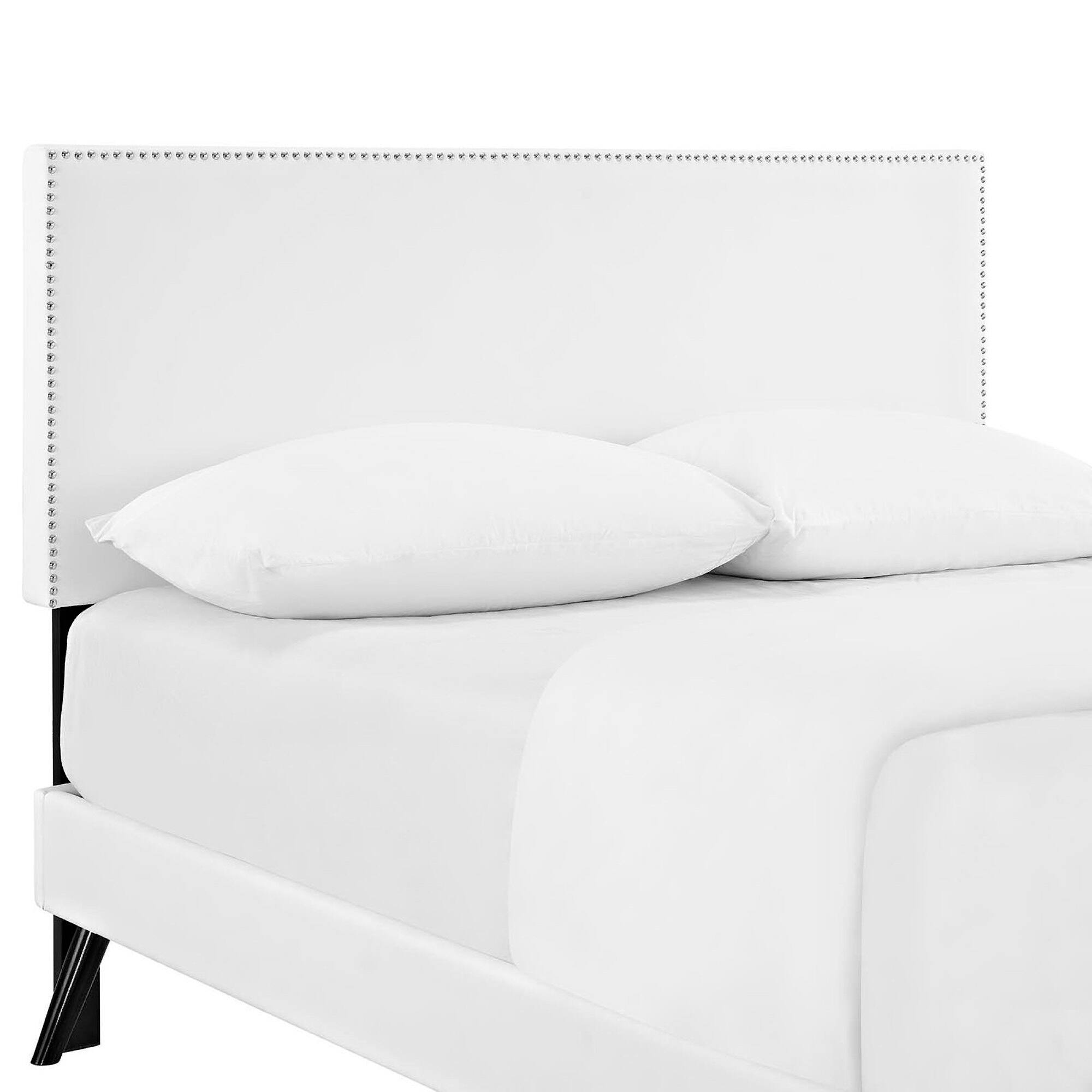 Alt View 3. Modway - Macie Vinyl Platform Bed with Round Splayed Legs - White.