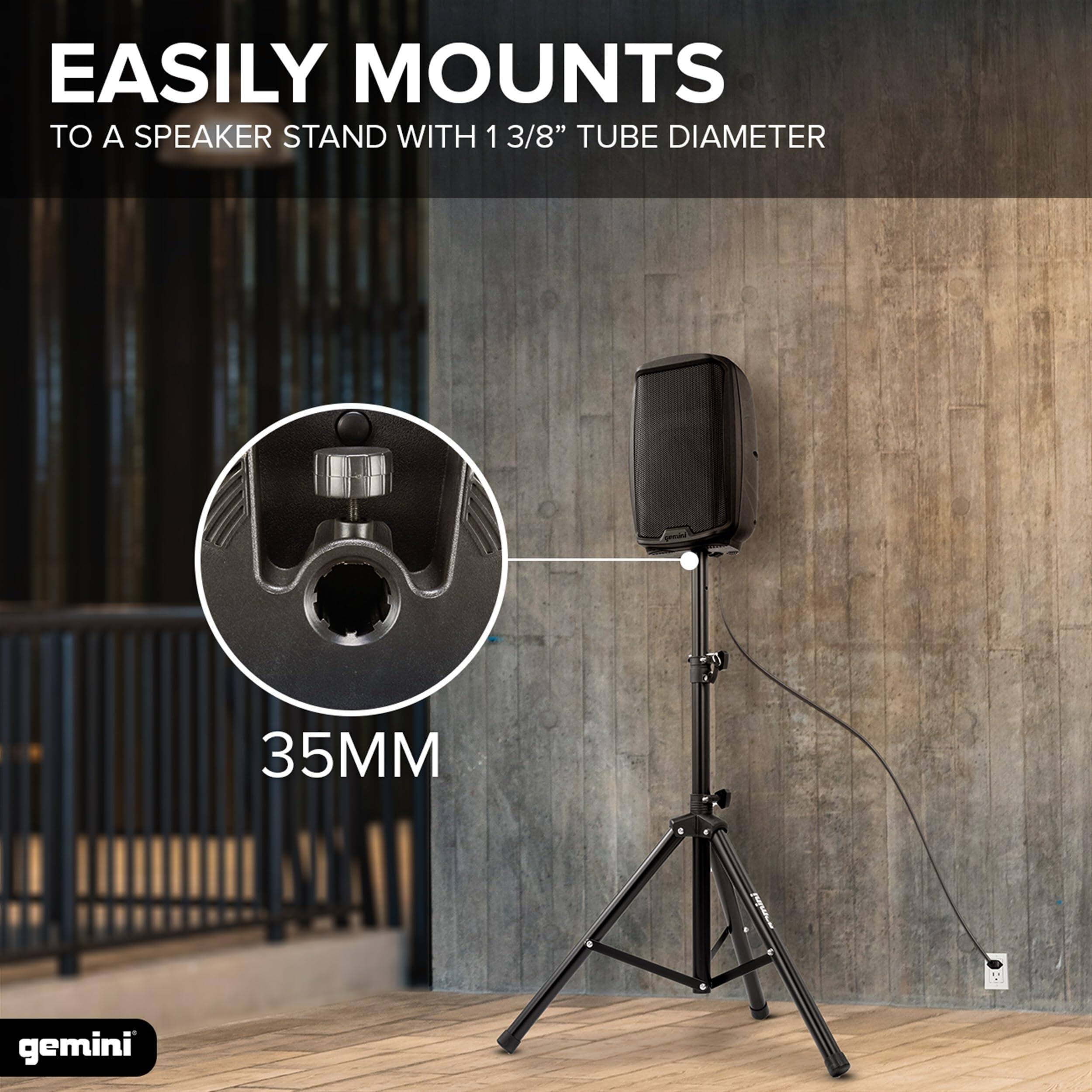 EASILY MOUNTS TO A SPEAKER STAND WITH 1 3/8" TUBE DIAMETER

35MM

gemini
