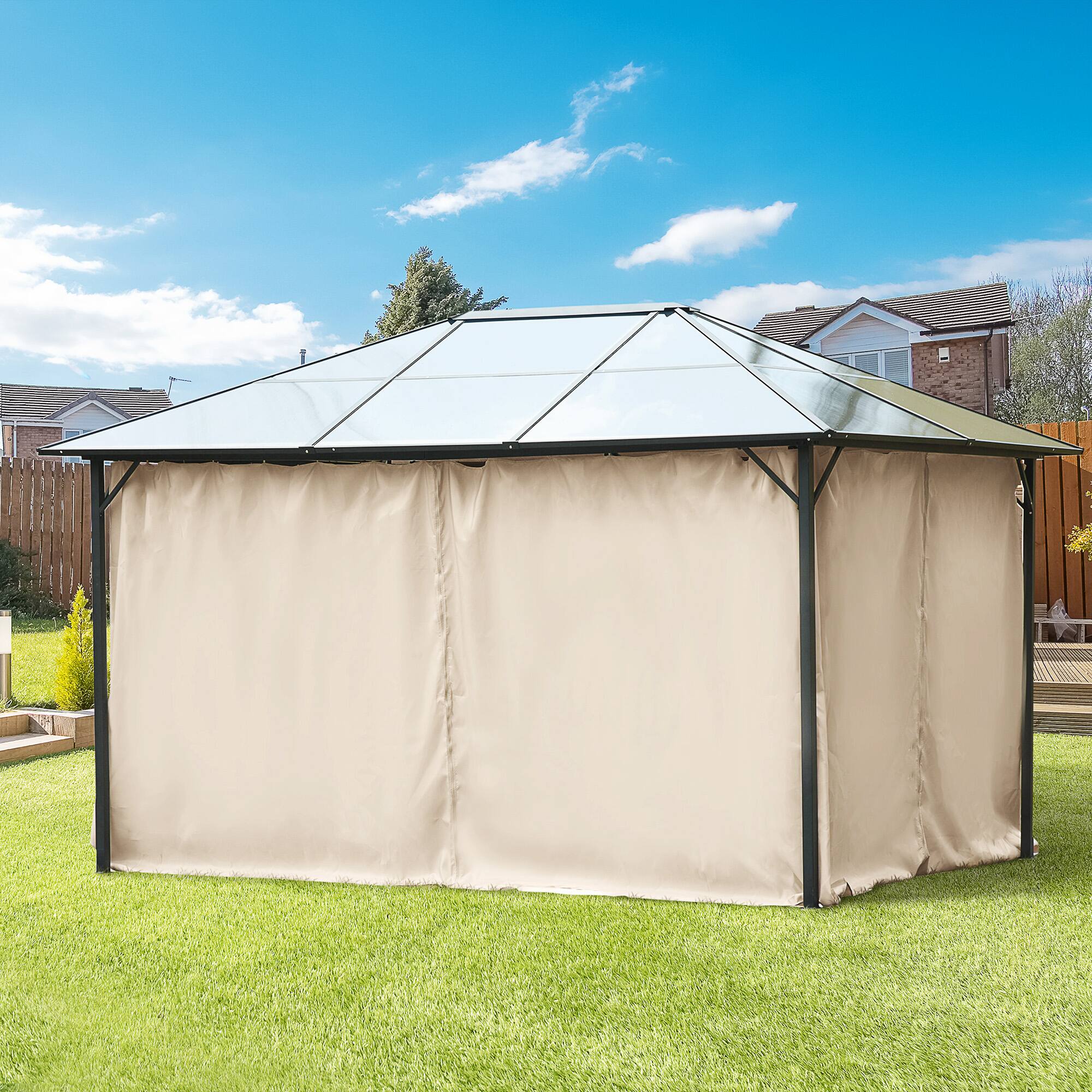 Alt View 1. Outsunny - x 13.1' Gazebo Sidewall Set with Hooks/C-Rings - Beige.