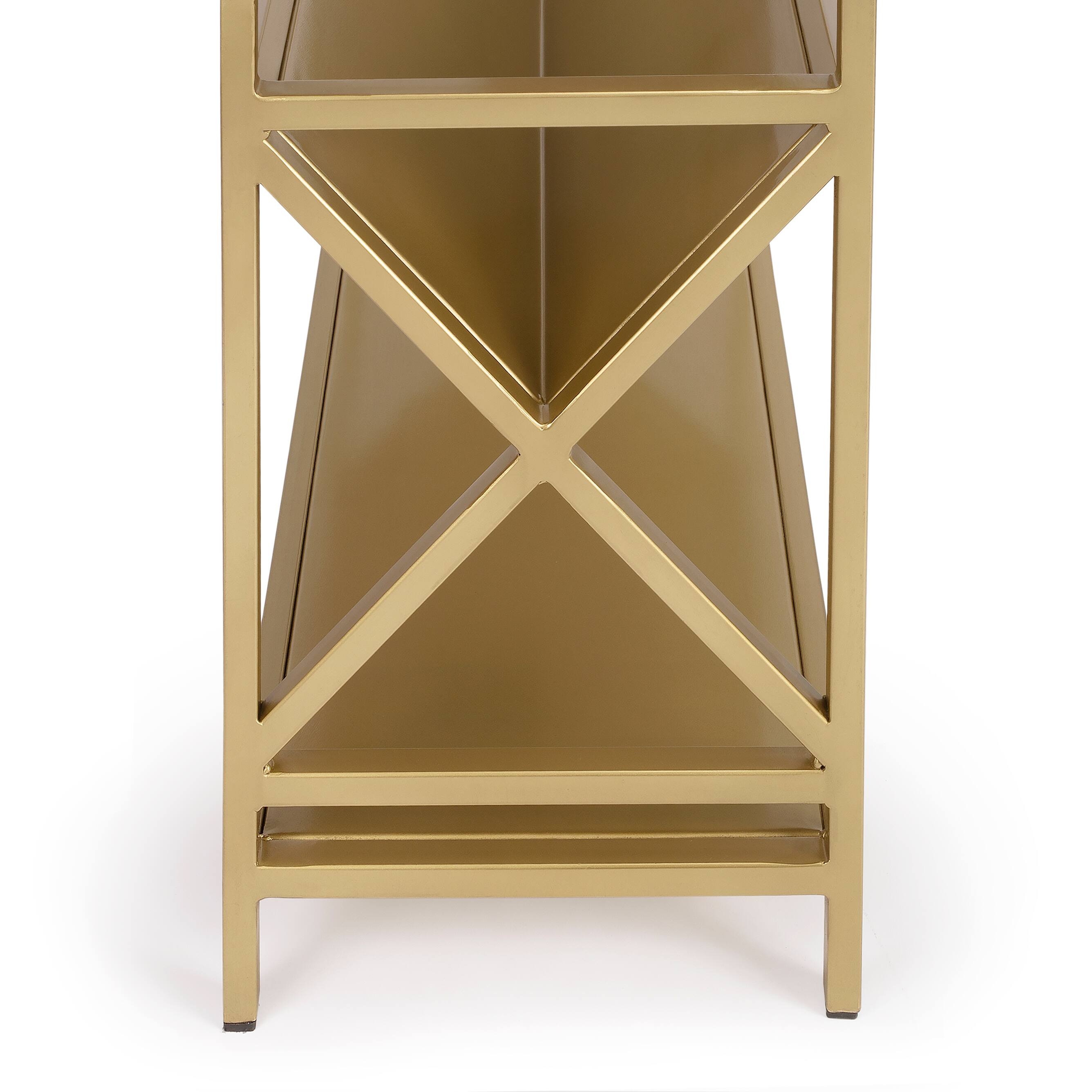 Alt View 2. Butler Specialty - Keats 36 in. W Rectangular Iron 2-Tier Library Bookcase - Gold.