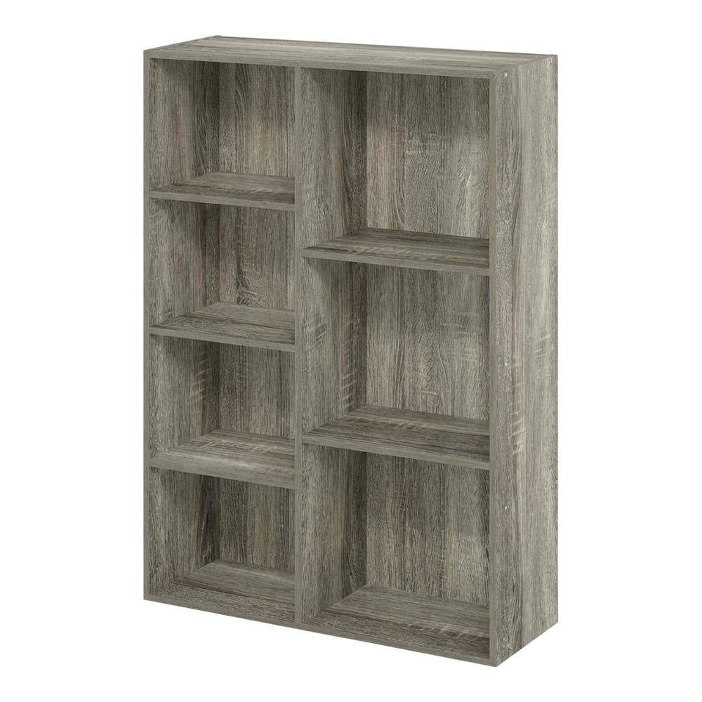 Front. FurniFact - Reversible 7-Cube Storage Shelf In French Oak Finish With Open Design - French Oak.