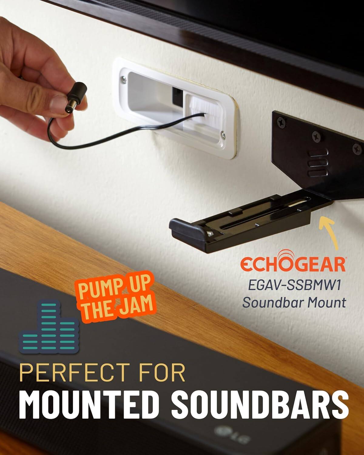 Pump Up The Jam EchoGear EGAV-SSBMW1 Soundbar Mount - Perfect for Mounted Soundbars