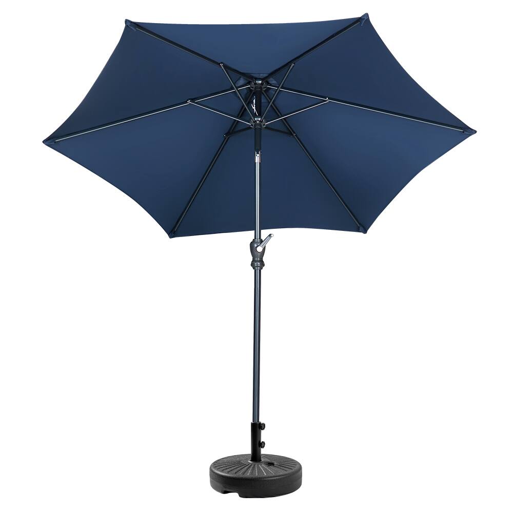 Back. Ainfox - Ainfox 7.5ft Patio Umbrella With Round umbrella base - Navy Blue.