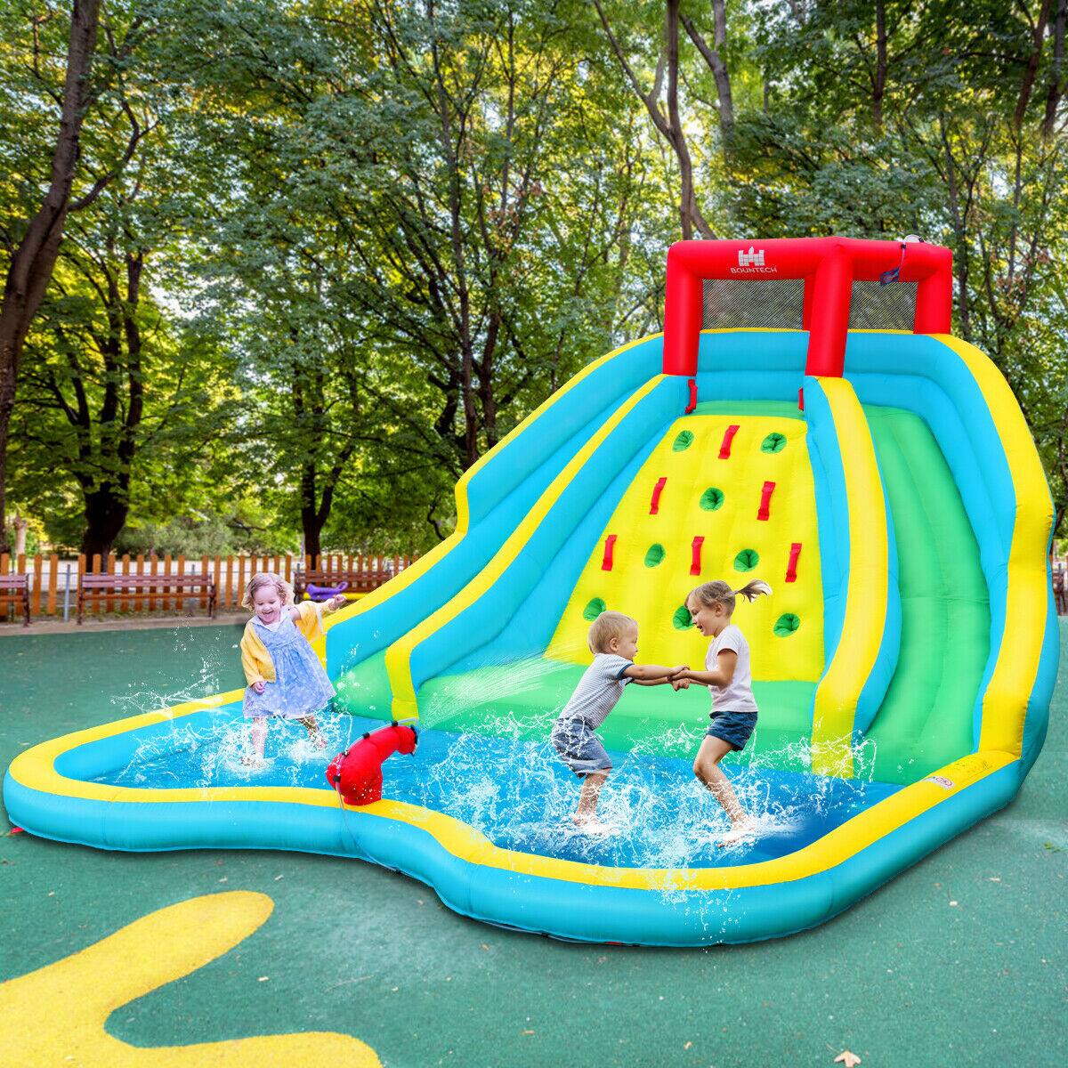 Alt View 3. Costway - Costway Inflatable Mighty Water Park Bouncy Splash Pool Climbing Wall w/ 735W Blower - Multicolor.