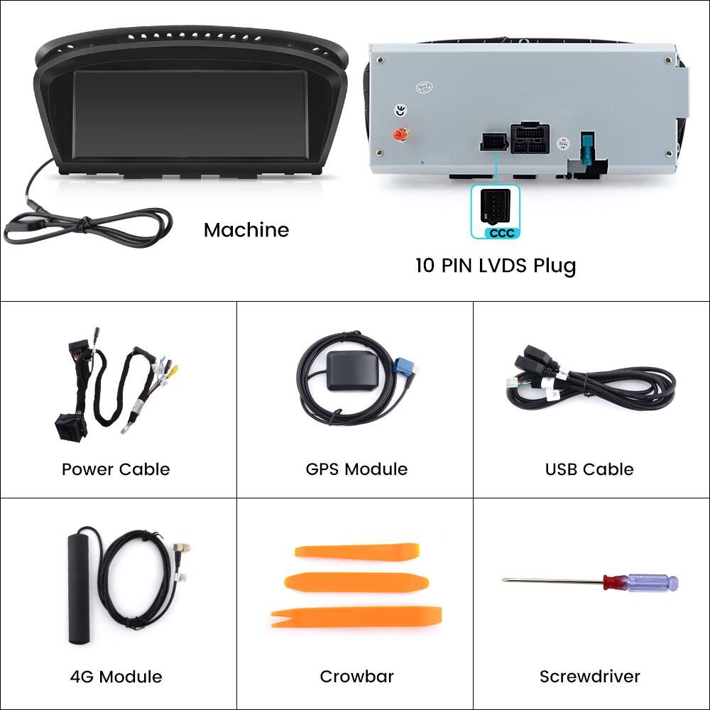 Machine  
10 PIN LVDS Plug  
Power Cable  
GPS Module  
USB Cable  
4G Module  
Crowbar  
Screwdriver