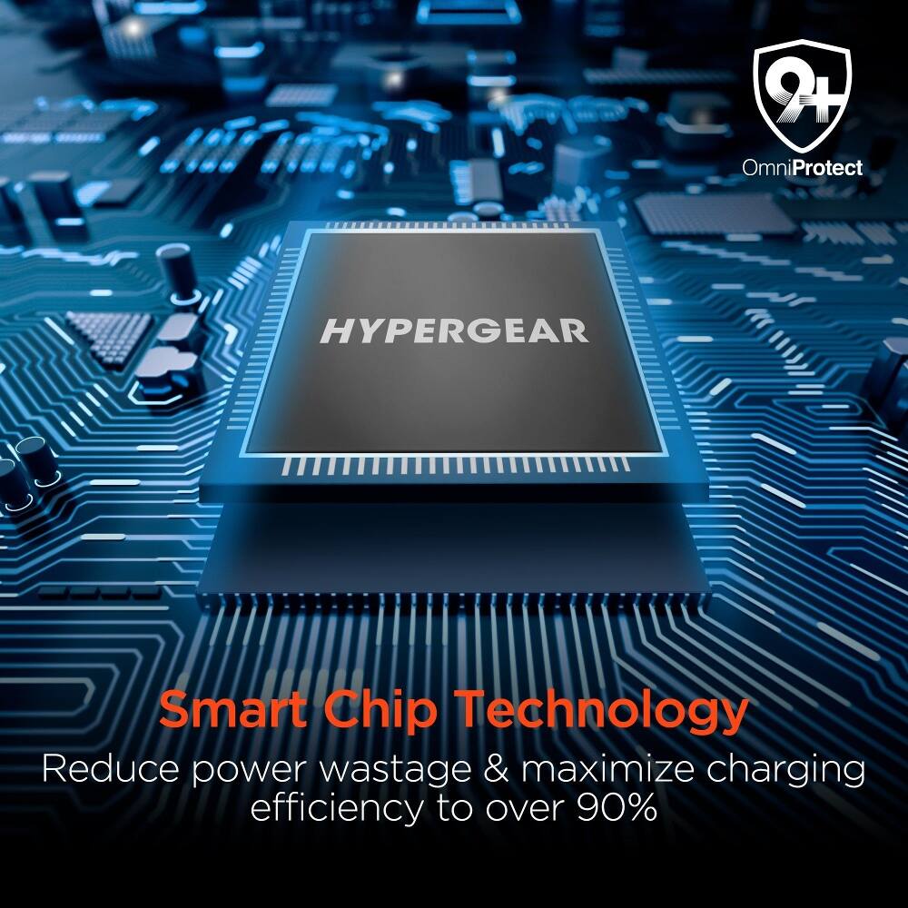 9+ OmniProtect

HYPERGEAR

Smart Chip Technology
Reduce power wastage & maximize charging efficiency to over 90%