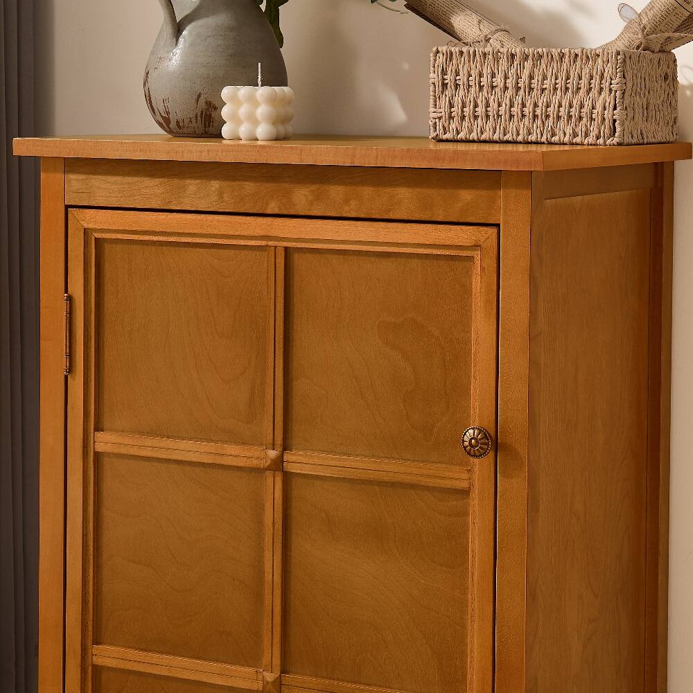 Alt View 3. Loheer - Loheer Mid Century Modern Floor Cabinet Retro Storage Cabinet with Doors Walnut Accent Console Table for Entryway - Walnut.