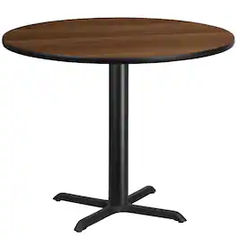 Flash Furniture - Graniss 42'' Round Walnut Laminate Table Top with 33'' x 33'' Table Height Base - Brown