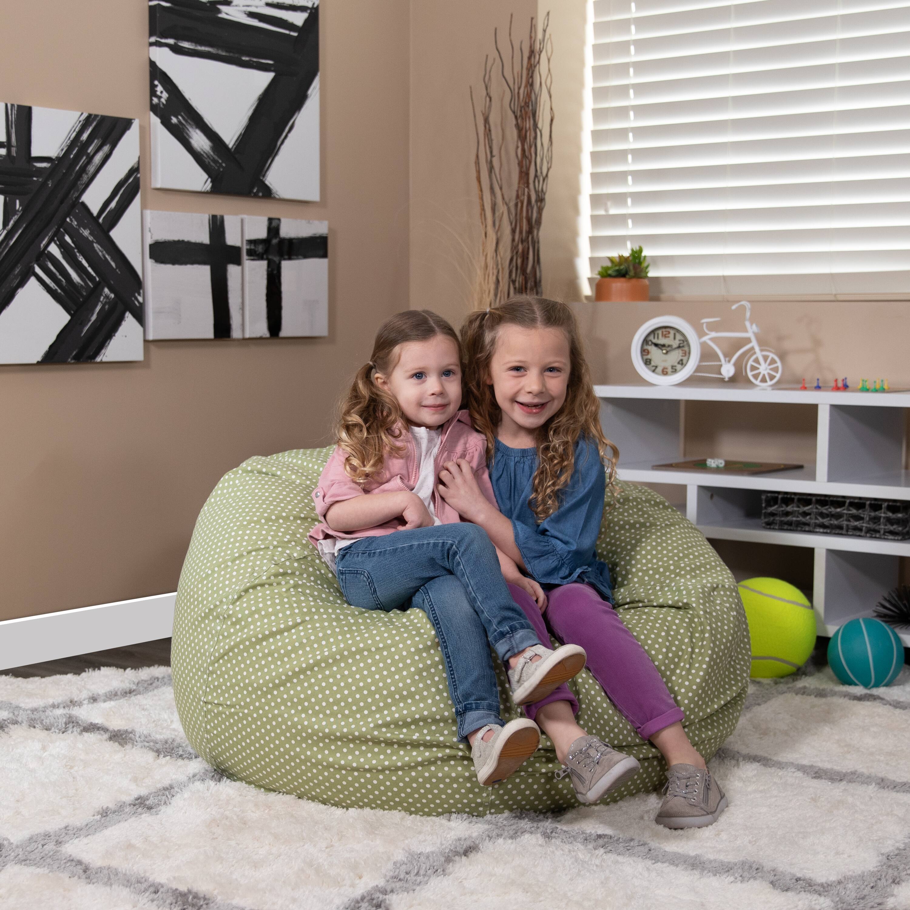 Alt View 3. Emma + Oliver - Oversized Bean Bag Chair for Kids and Adults - Green Dot.
