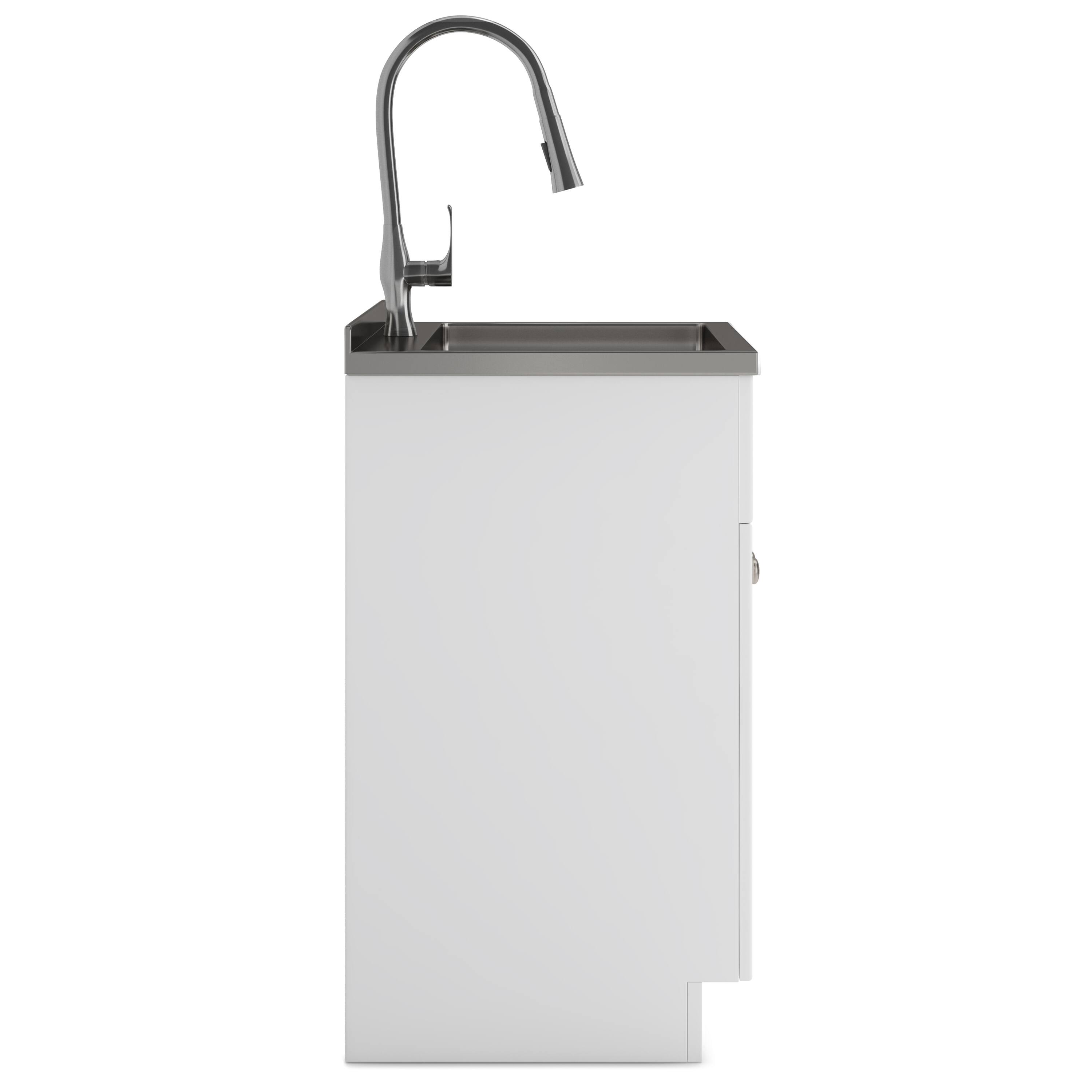 Alt View 2. Simpli Home - Beckham  All-in-One 24-inch Utility Sink & Cabinet - Pure White.