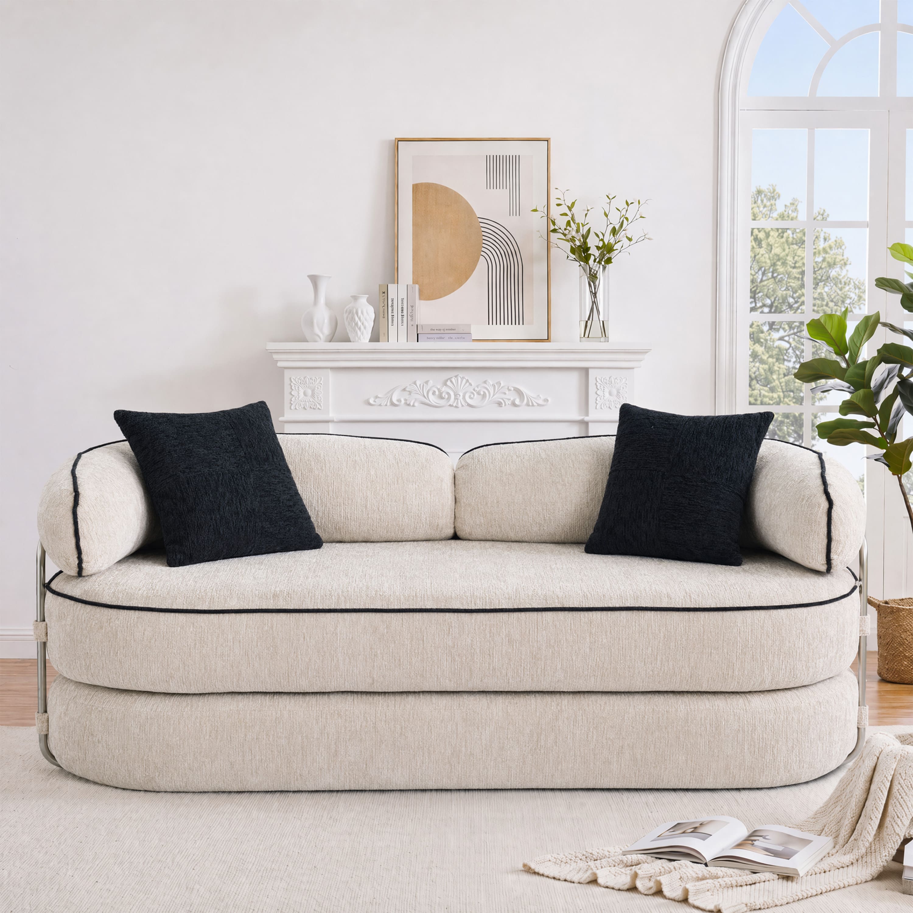 Vipbear - Curved Loveseat with 4 Pillows, Modern Boneless Couch, Convertible Sleeper Sofa Bed - Khaki price history on PriceWatchPro