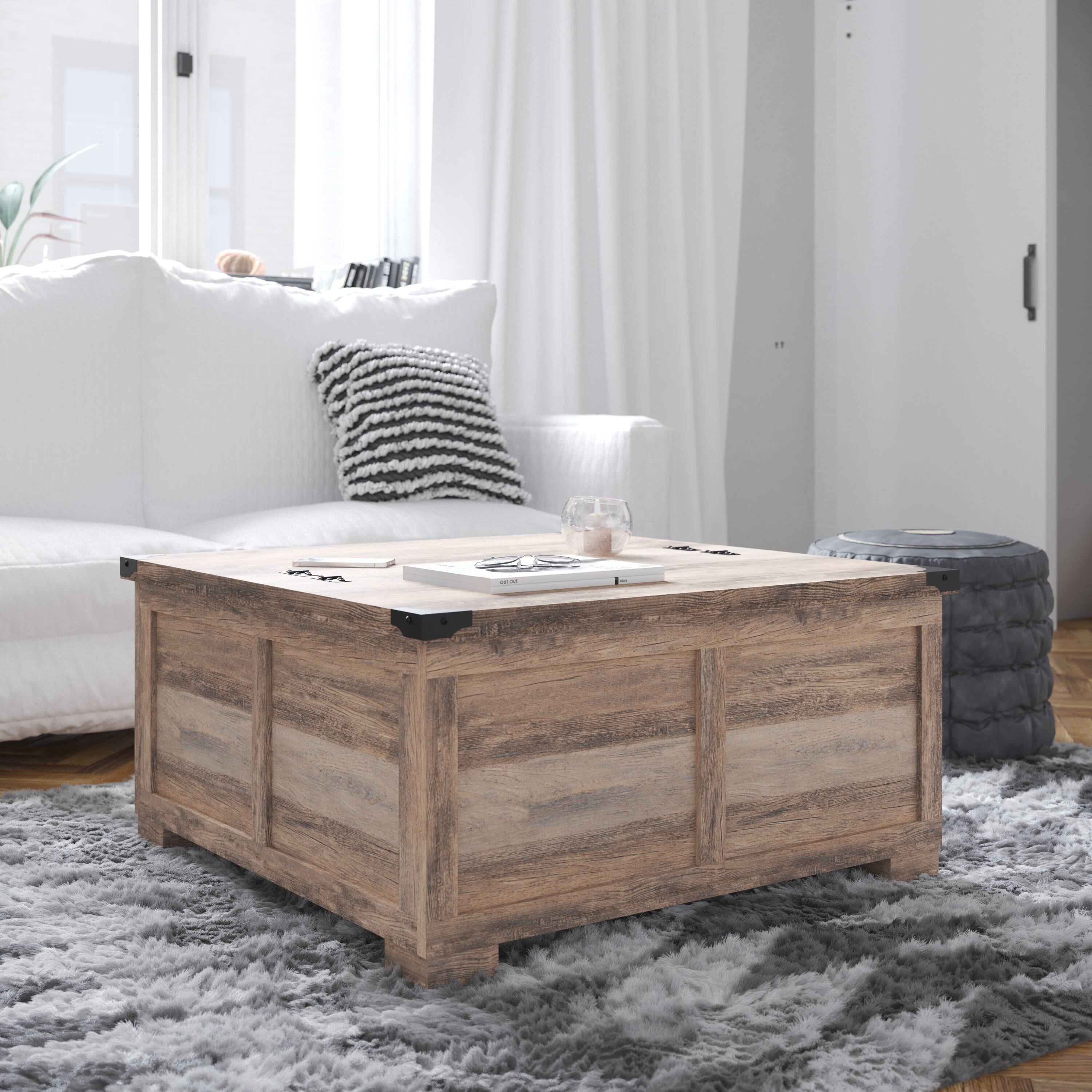 Alt View 1. Flash Furniture - Wyatt 35.75" Farmhouse Storage Coffee Table with Hinged Lift Top, Large Coffee Table with Hidden Storage, Gray Wash - Gray.