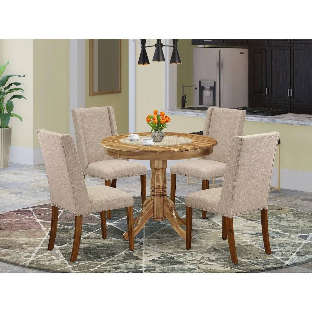 Alt View 8. East West Furniture - Dining Room Set Natural - Brown.