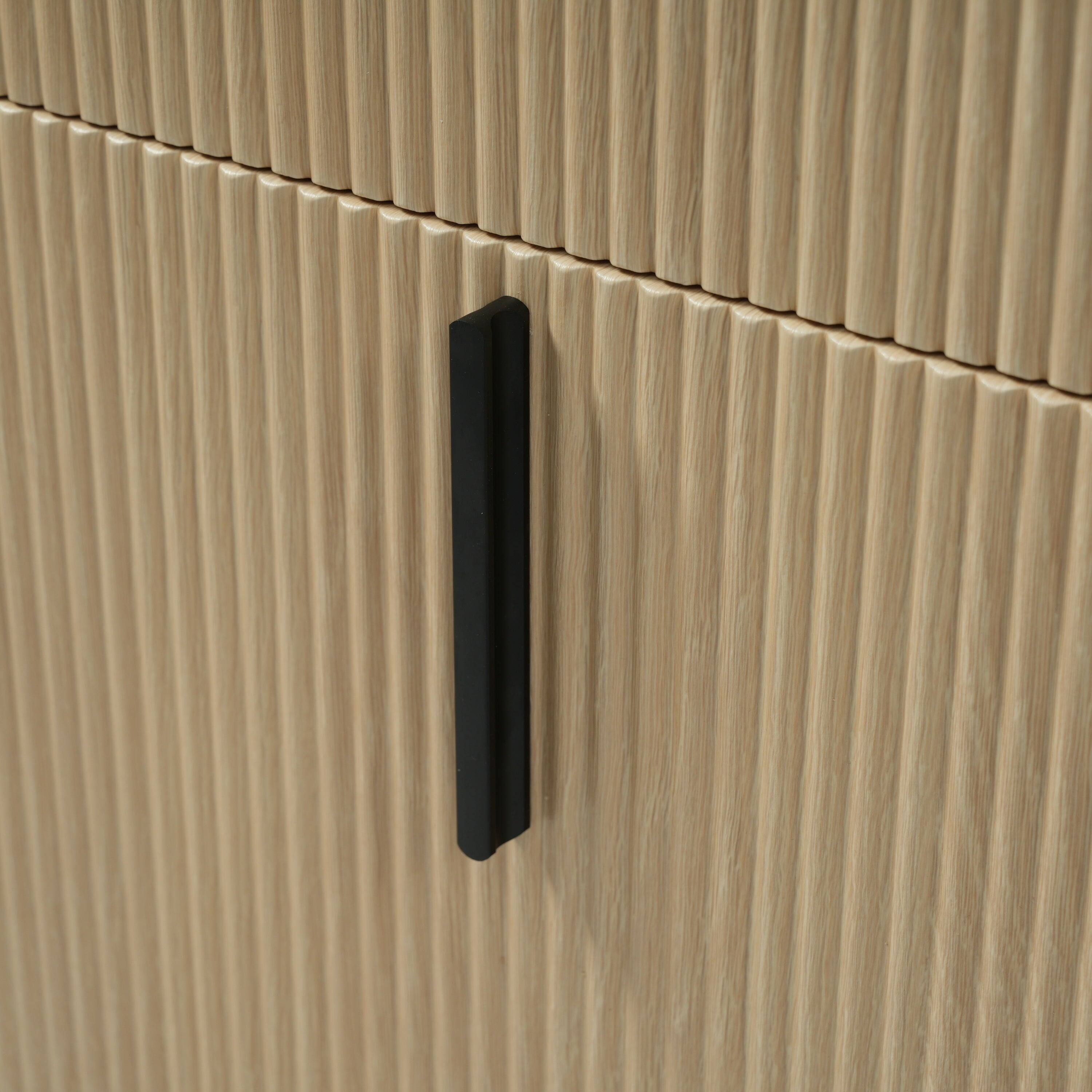 Left. Boyel Living - 30 Inch Bathroom Vanity with Ceramic Sink Full Extension Drawers Soft Close Fluted Design Natural - Natural.