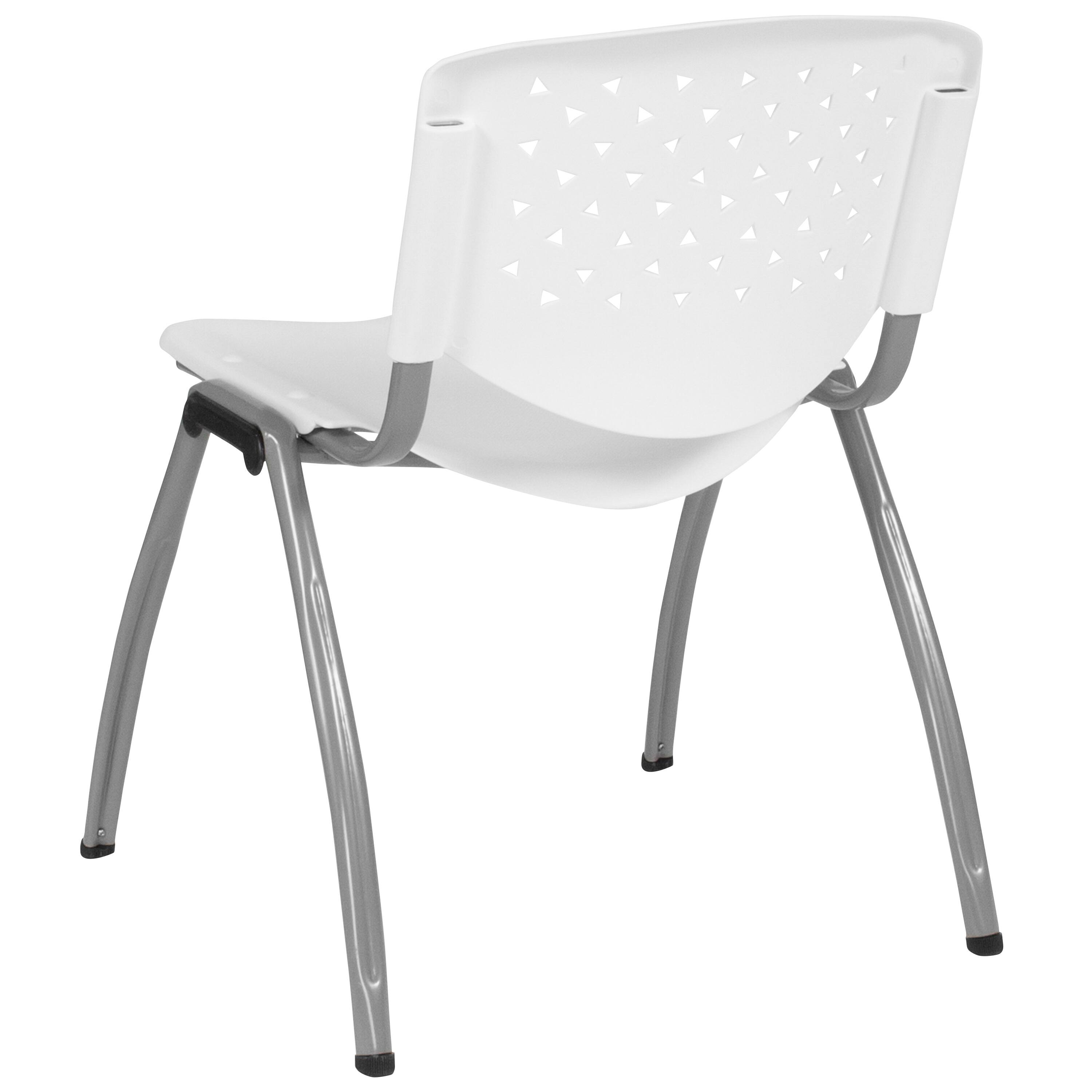 Alt View 5. Emma + Oliver - Home and Office Plastic Stack Chair with Perforated Back - Guest Chair - White.