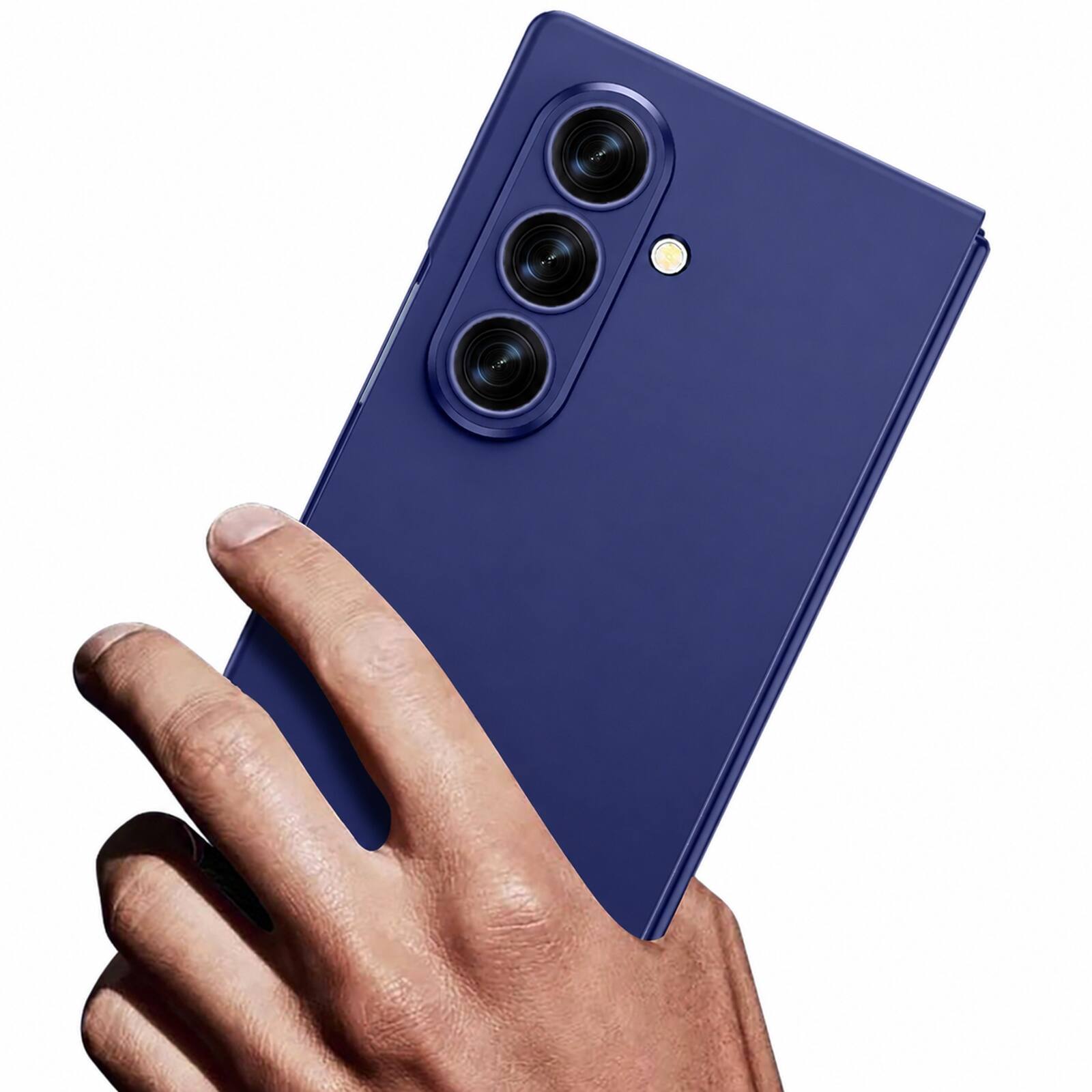 Left. Dteck - Shockproof Hinge Protection Cover for Samsung Galaxy Z Fold 8 Ultra, Shockproof Hard PC Case - Darkblue.
