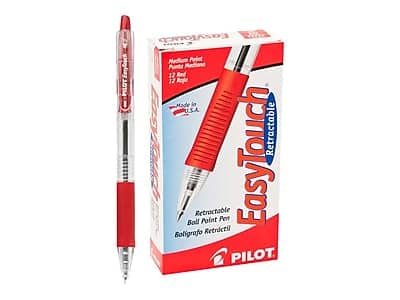 Pilot - EasyTouch Retractable Ballpoint Pens, Medium Point, Red Ink, Dozen (32222)
