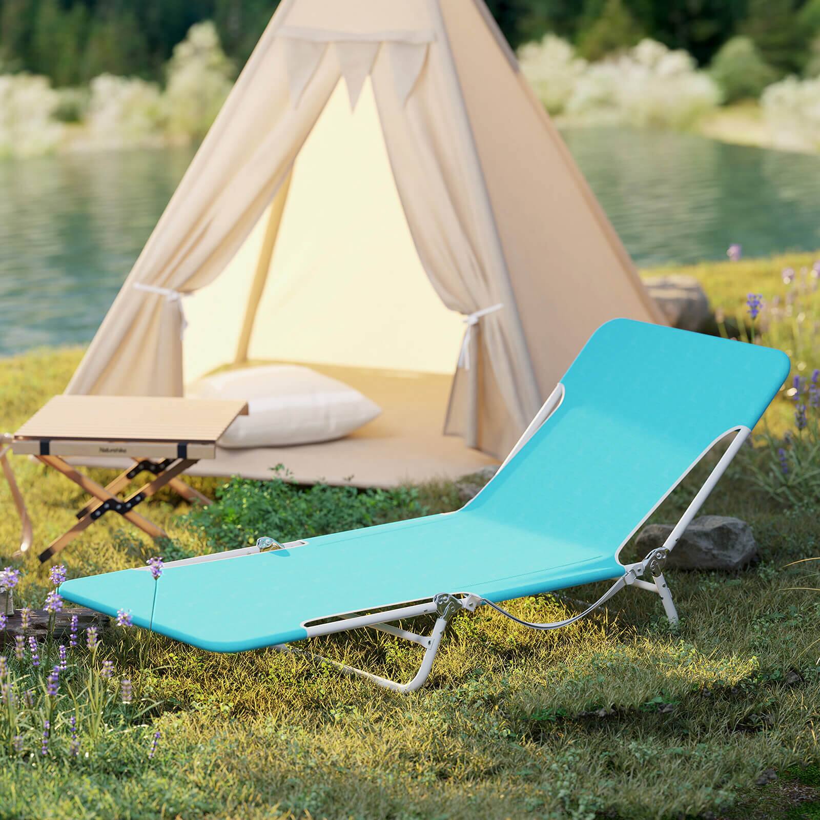 Alt View 4. Costway - Costway 2 PCS Outdoor Folding Chaise Lounge with Carry Strap, Metal Frame for Patio Poolside - Navy.